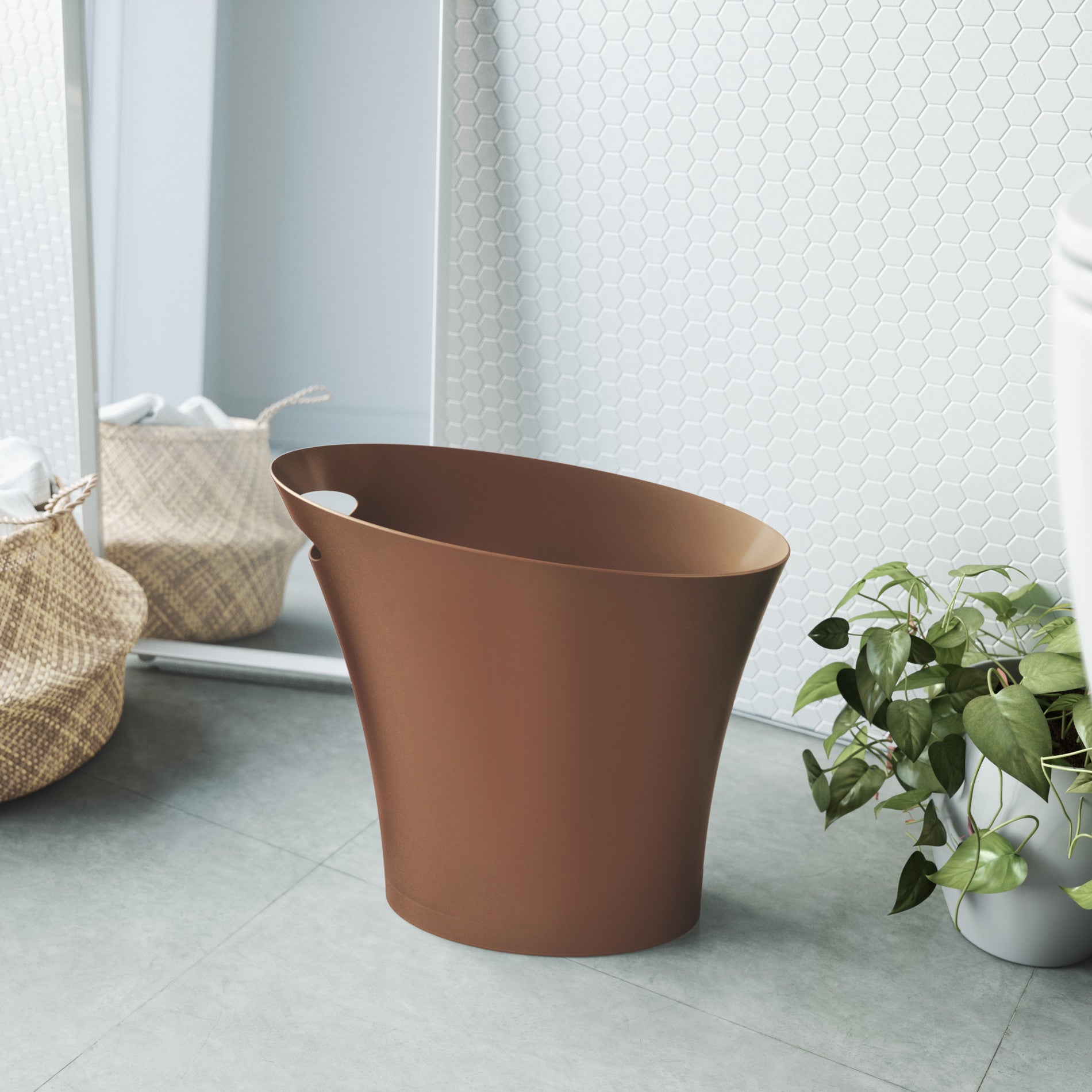 Slim Trash Can - Small Space Garbage Bin for Bathroom, Kitchen, Office & Dorm - Compact Wastebasket with Lid - Perfect for Tight Corners & Under Sink
