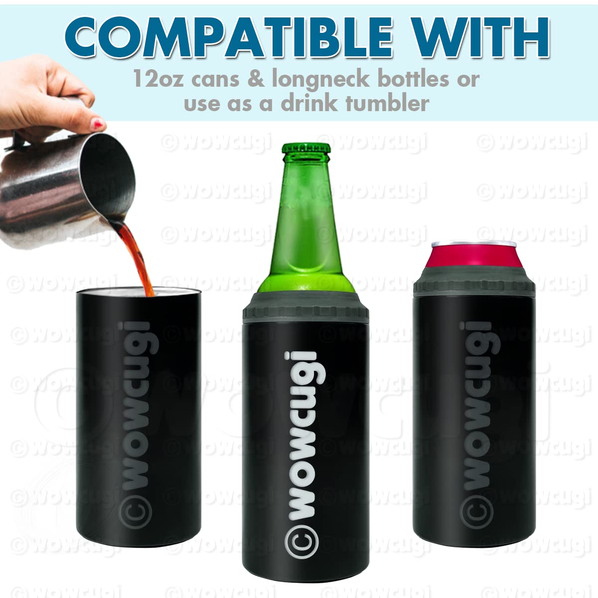 Wowcugi 16oz Stainless Steel Insulated Coffee Tumbler - 4-in-1 Design Travel Mug with Lid | Perfect Truck Driver Gift for Men & Trucker Dad | Great for Road Trips, Work Commutes & Outdoor Adventures