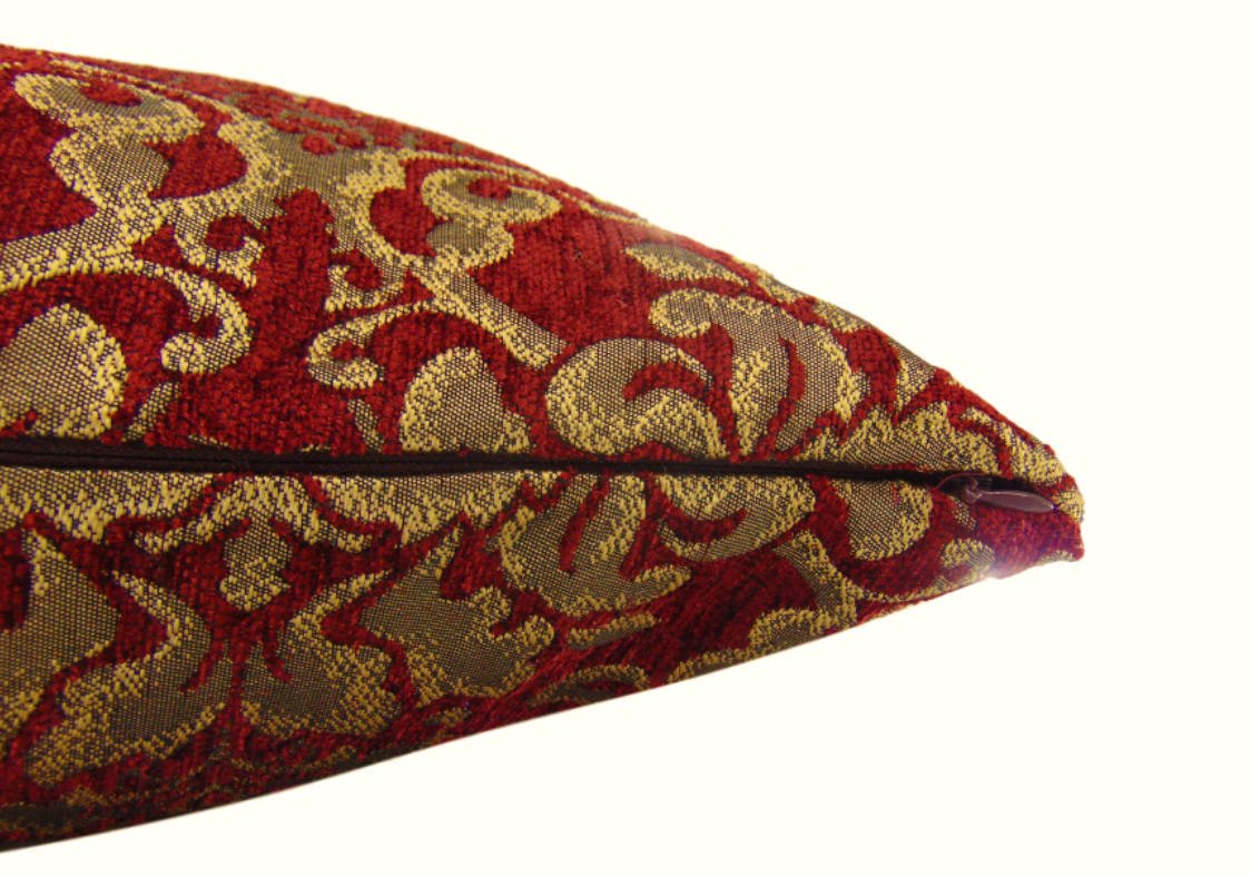 Luvfabrics Ruby Cleopatra Damask Chenille Zippered Pillow Cover - Luxury Home Decor for Bed & Living Room - Made in USA - Perfect for Sofa, Couch and Bedroom Accent