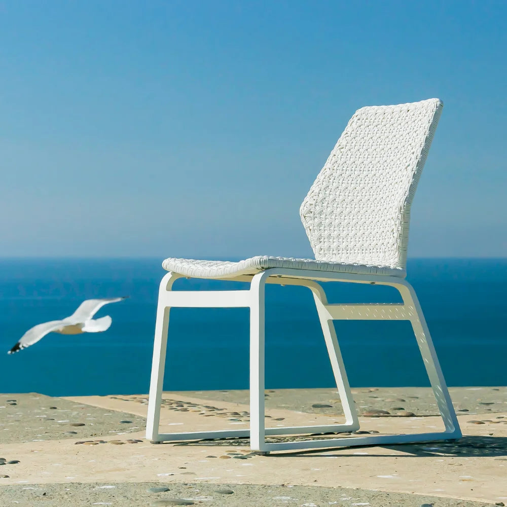 Adriano Aluminum Outdoor Wicker Dining Chairs Set of 2 - Patio Furniture for Garden, Poolside, and Backyard Dining - Weather-Resistant & Comfortable Seating