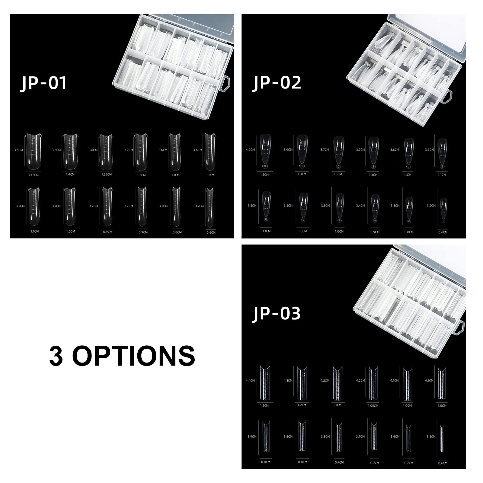 Clear Acrylic False Nail Tips 120pcs - French Nail Extension Kit with Storage Case for Salon & DIY Nail Art - 12 Sizes (JP-02) by Layfoo - Perfect for Manicures, Nail Extensions & Home Nail Art