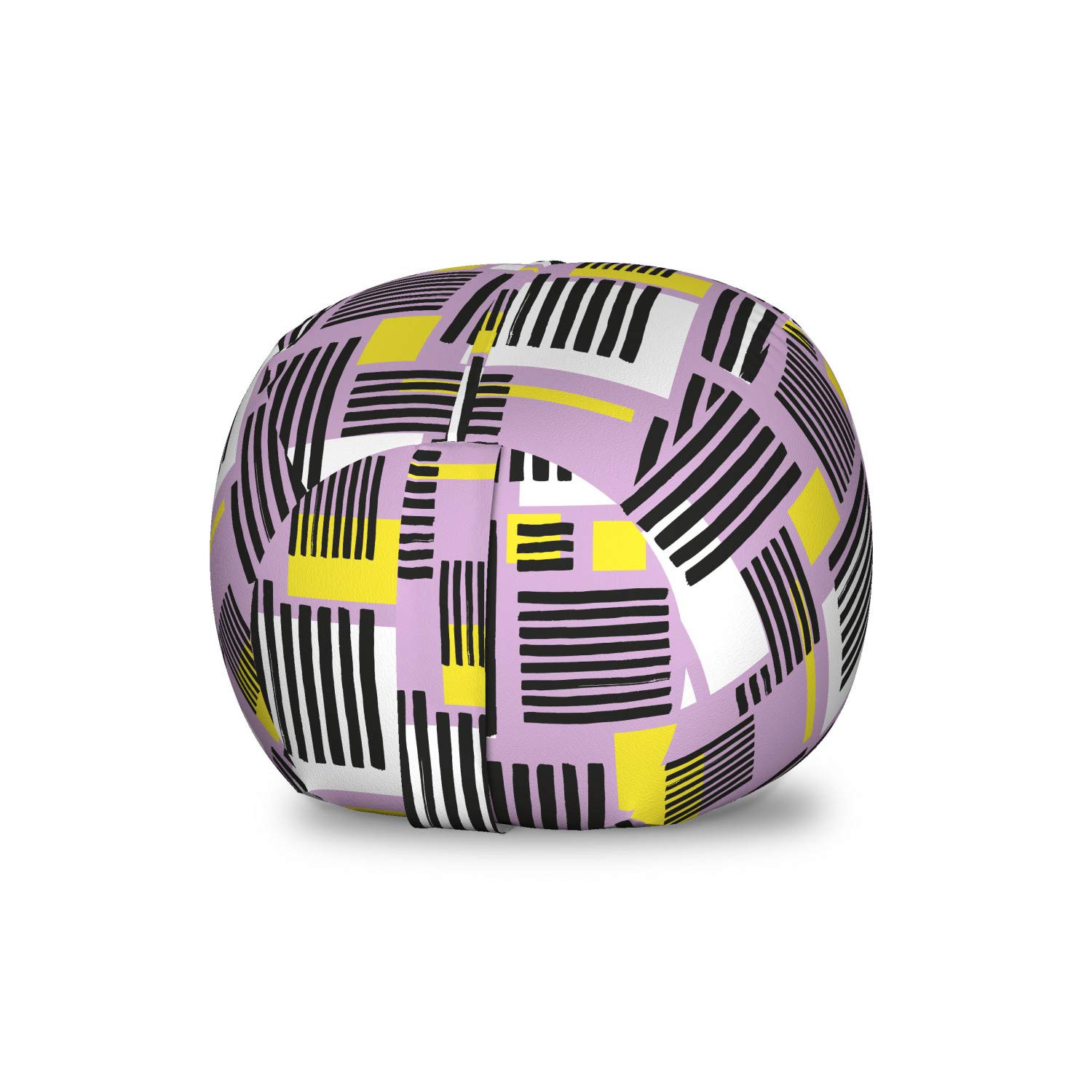Ambesonne Geometric Storage Toy Bag Chair - Modern Abstract Pattern with Grunge Stripes & Squares - Washable Stuffed Animal Organizer for Kids Room - Small Size Lilac Charcoal Grey - Perfect for Nursery, Playroom & Bedroom Storage