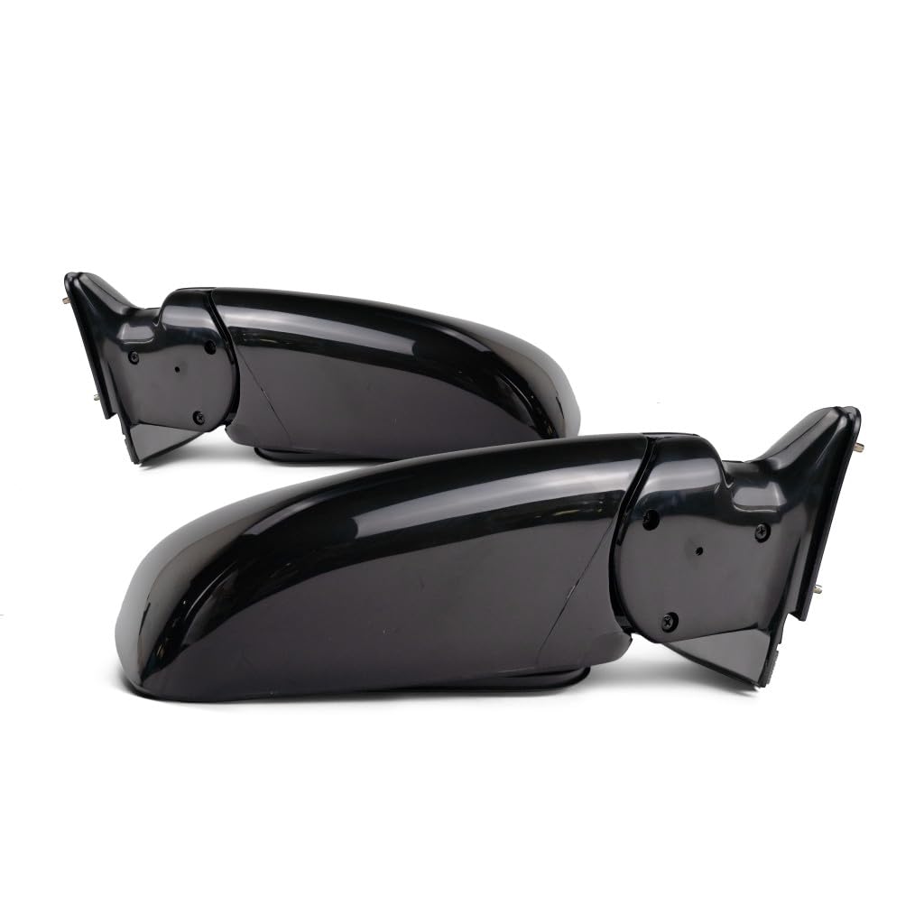 1999 Chevy K1500 Manual Folding Door Mirrors - Black Gloss Non-Heated Pair (Driver & Passenger Side) | GM1320140, GM1321140 | 15764759, 15764760 | Perfect for Truck Restoration & Off-Road Upgrades
