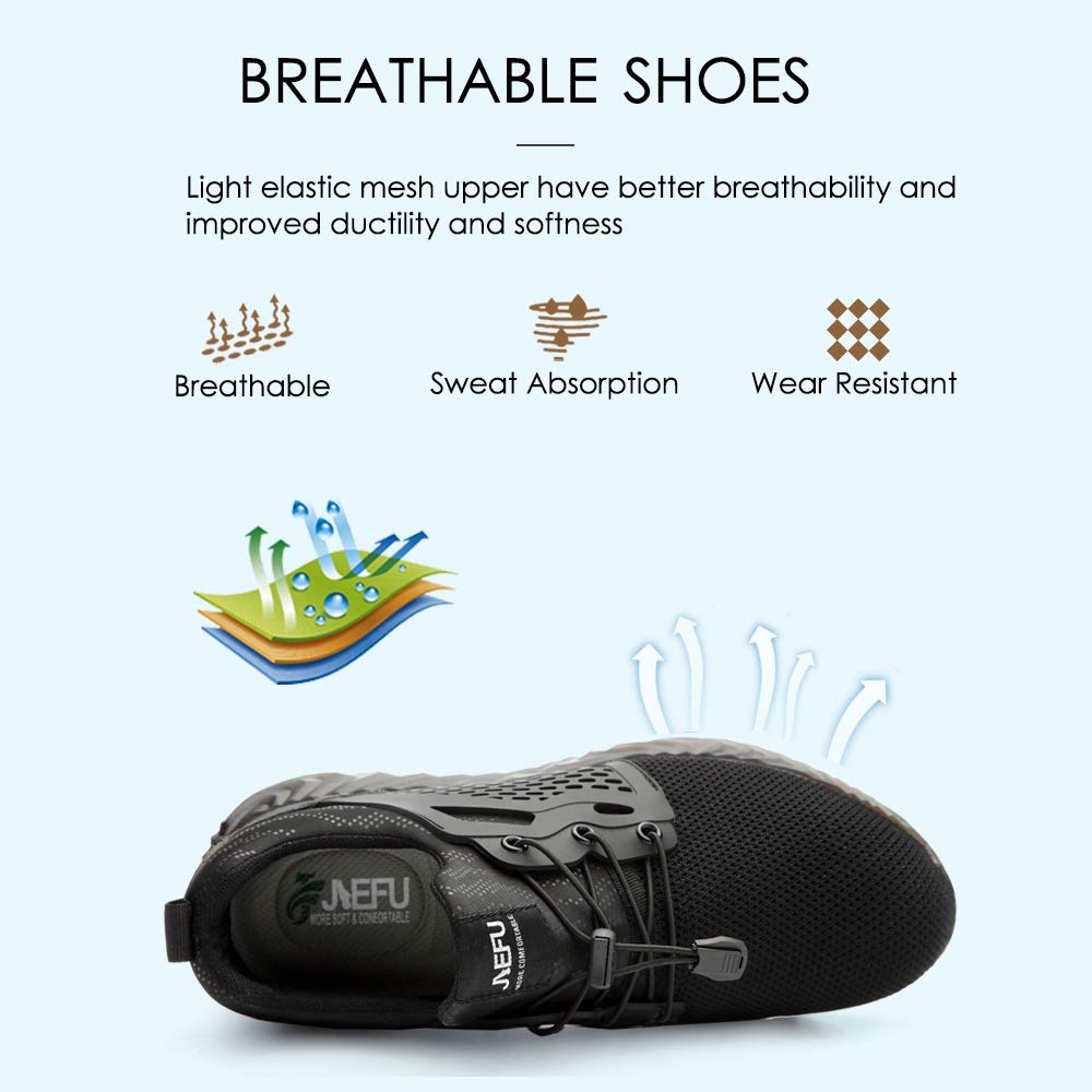 KINOW Steel Toe Safety Work Shoes for Men & Women - Slip Resistant, Lightweight Industrial Construction Sneakers - Perfect for Outdoor Work, Warehouse, and Heavy Duty Jobs