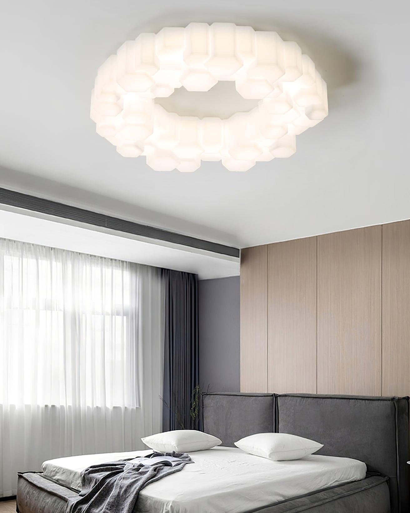Modern Honeycomb Ceiling Light Fixture - Hexagon LED Pendant Lighting for Living Room, Bedroom & Dining Room - Stylish Home Decor & Ambient Lighting Solution