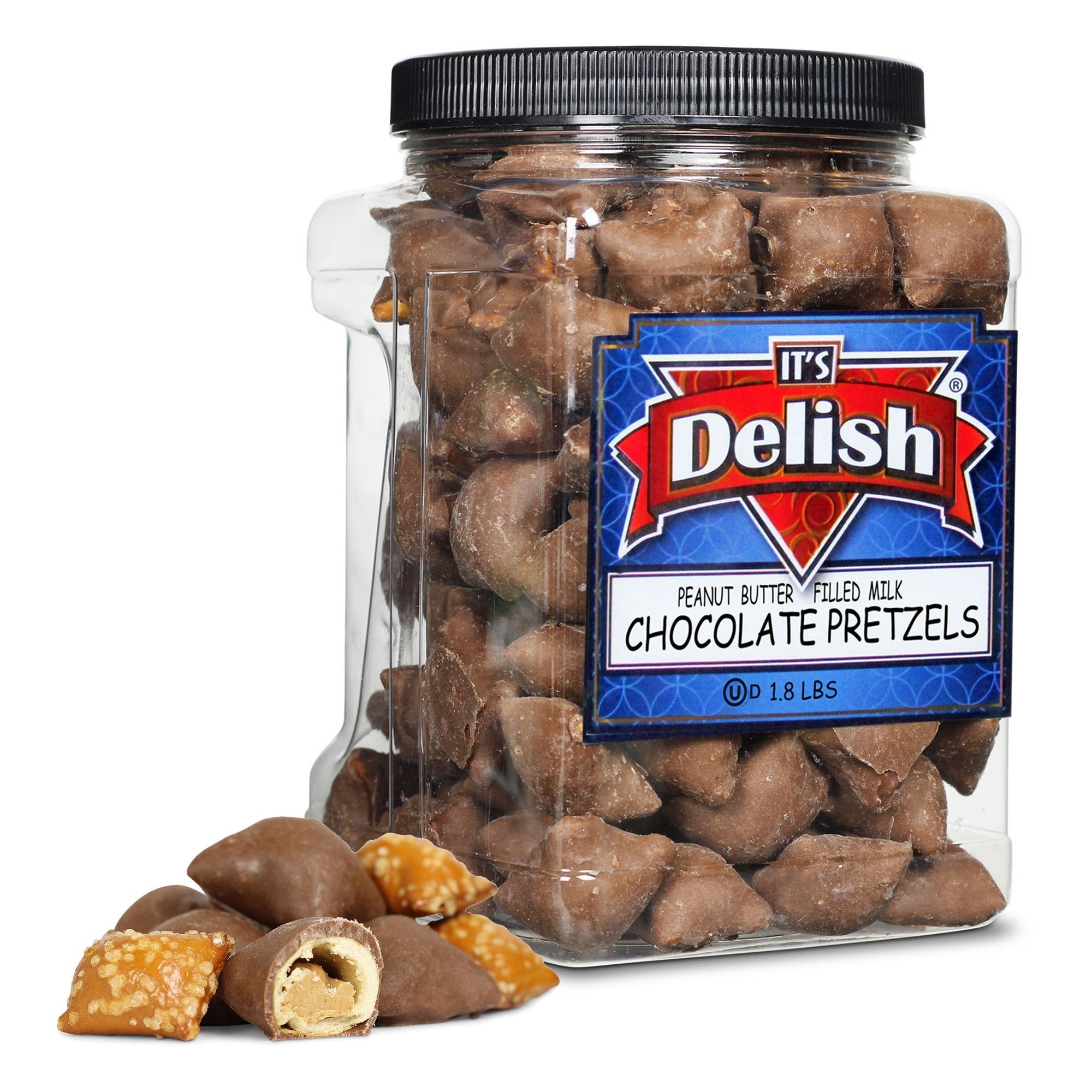 Delicious Milk Chocolate Covered Pretzels with Peanut Butter Filling - 1.8 Lb Jumbo Size Bag | Perfect for Snacking, Gifts & Party Treats