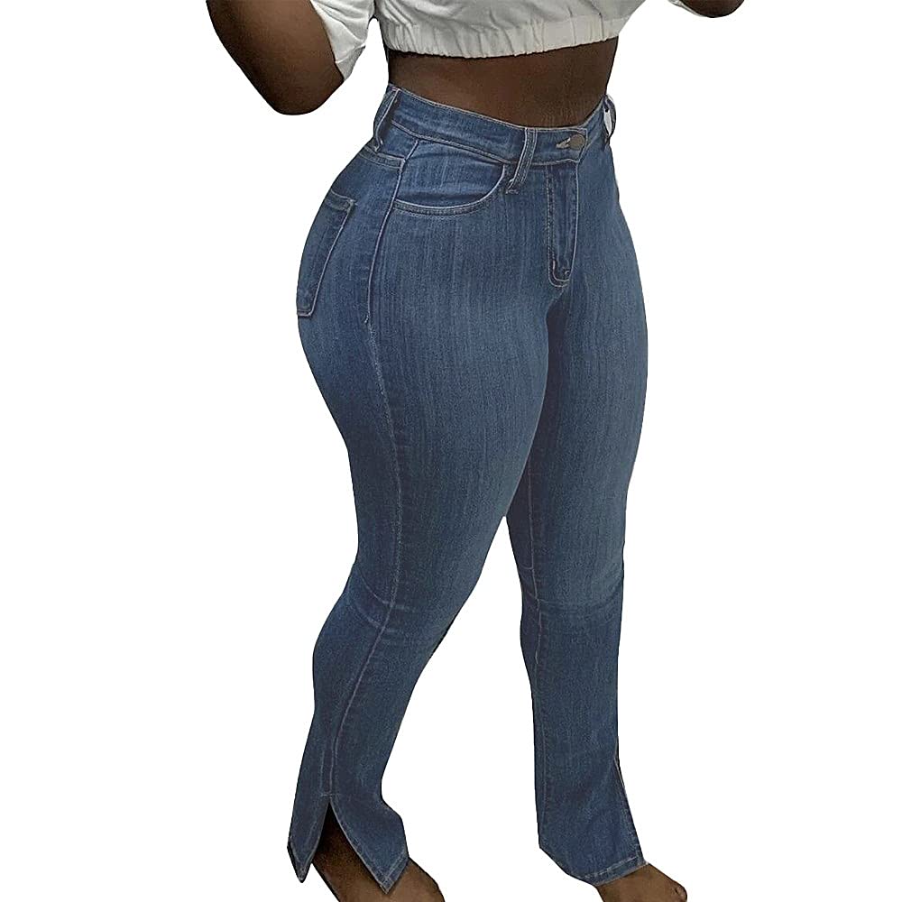 Vintage High Waist Denim Pants for Women - Retro Solid Color Skinny Jeans | Perfect for Casual Wear, Office Outfits & Night Out Looks