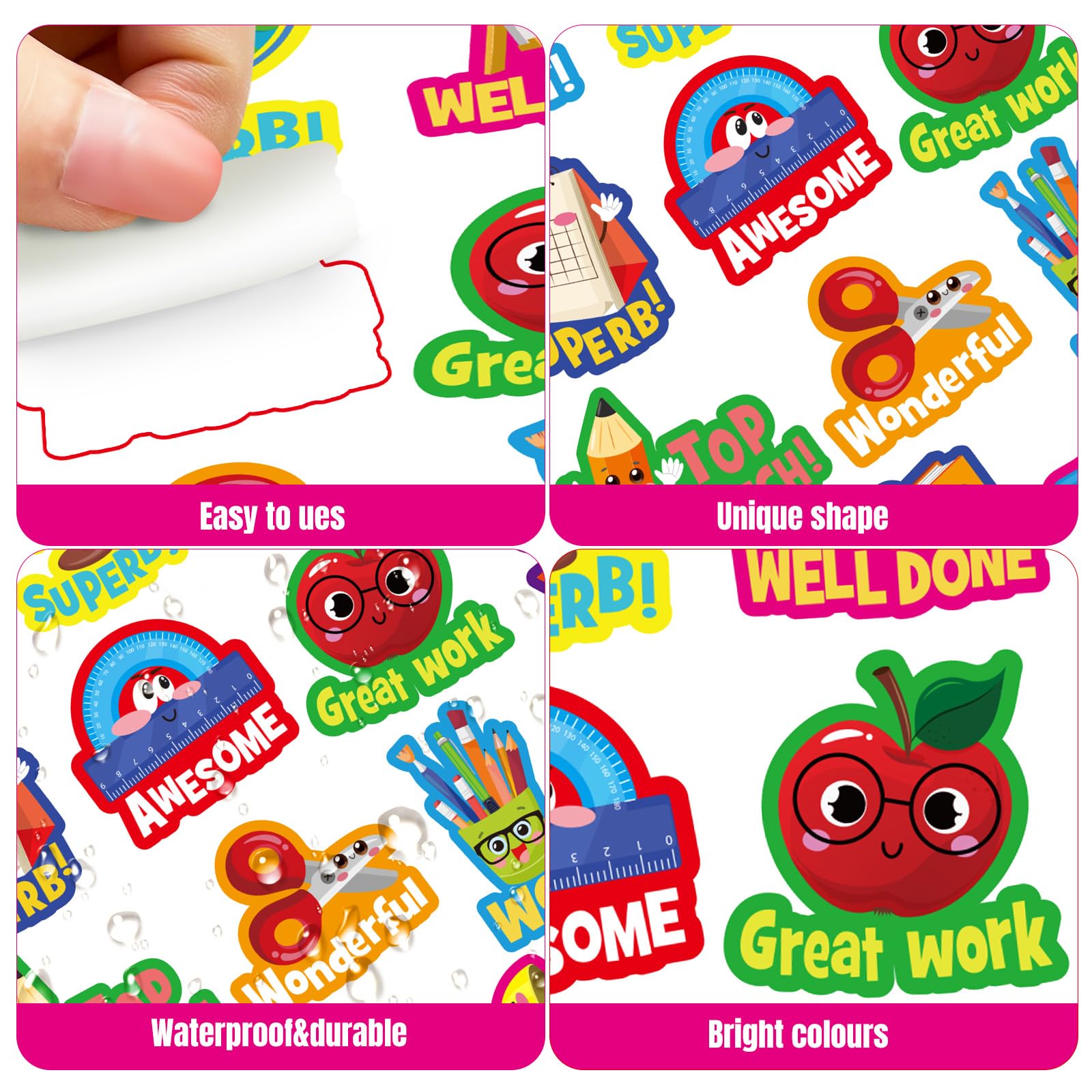 400-Piece Back to School Stickers Set - First Day of School Teacher Reward Stickers, Cute Classroom Decorations & Teacher Supplies for Kids, Homework, Tests, Assignments - Perfect for Kindergarten Parties, Student Incentives & Classroom Activities