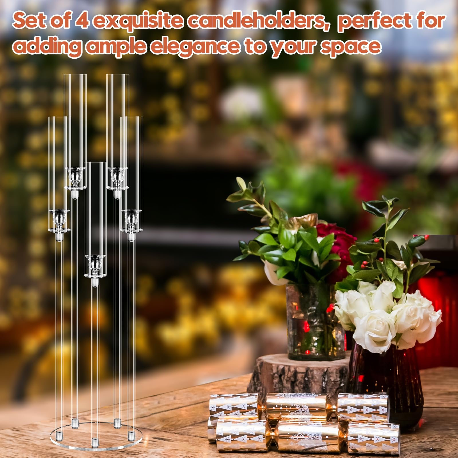 4-Piece 5-Arm Acrylic Candle Holder Set - 34.6