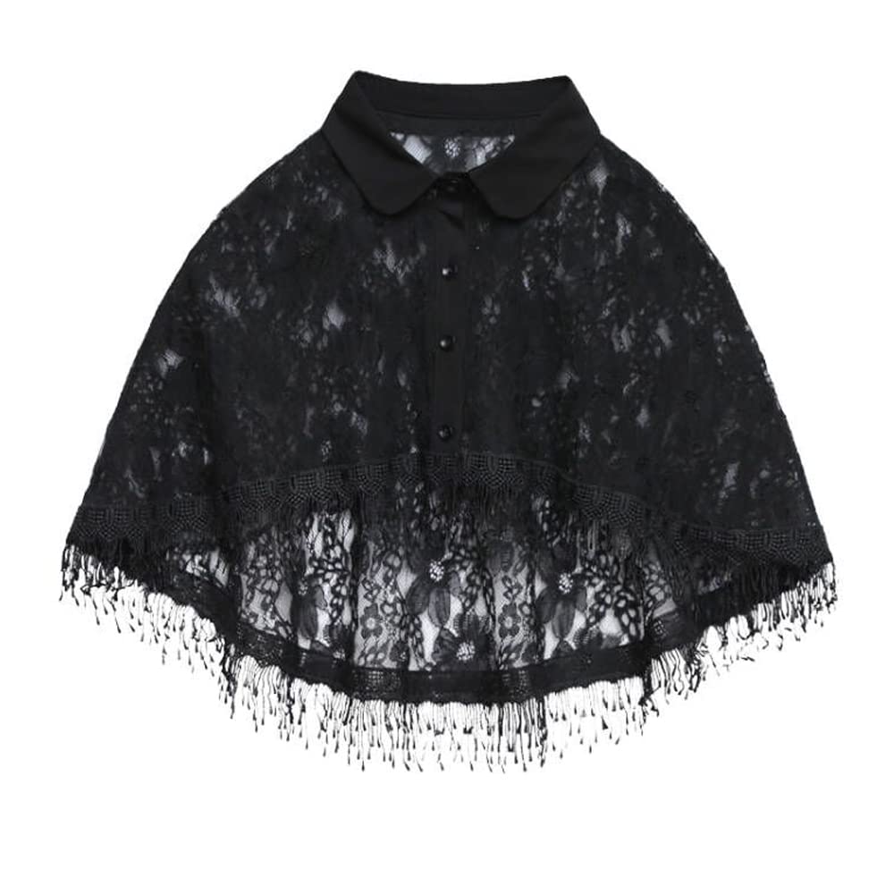 Elegant Lace Lapel Cape - Short Lace Shawl for Women & Girls | Lolita Cloak, Flapper Dress Cover Up | Perfect for Cosplay, Vintage Parties & Formal Events