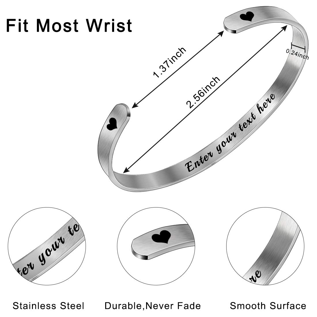 Adjustable Engraved Cuff Bangle Bracelets for Women - Personalized Inspirational Gift for Birthday, Anniversary & Friendship - Perfect for Everyday Wear & Special Occasions