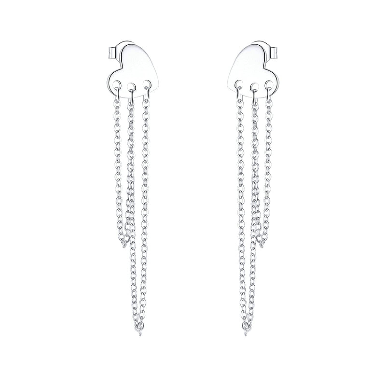 LCSD 925 Sterling Silver Heart Long Chain Tassel Dangle Earrings for Women - Elegant Drop Earrings for Party, Wedding & Daily Wear