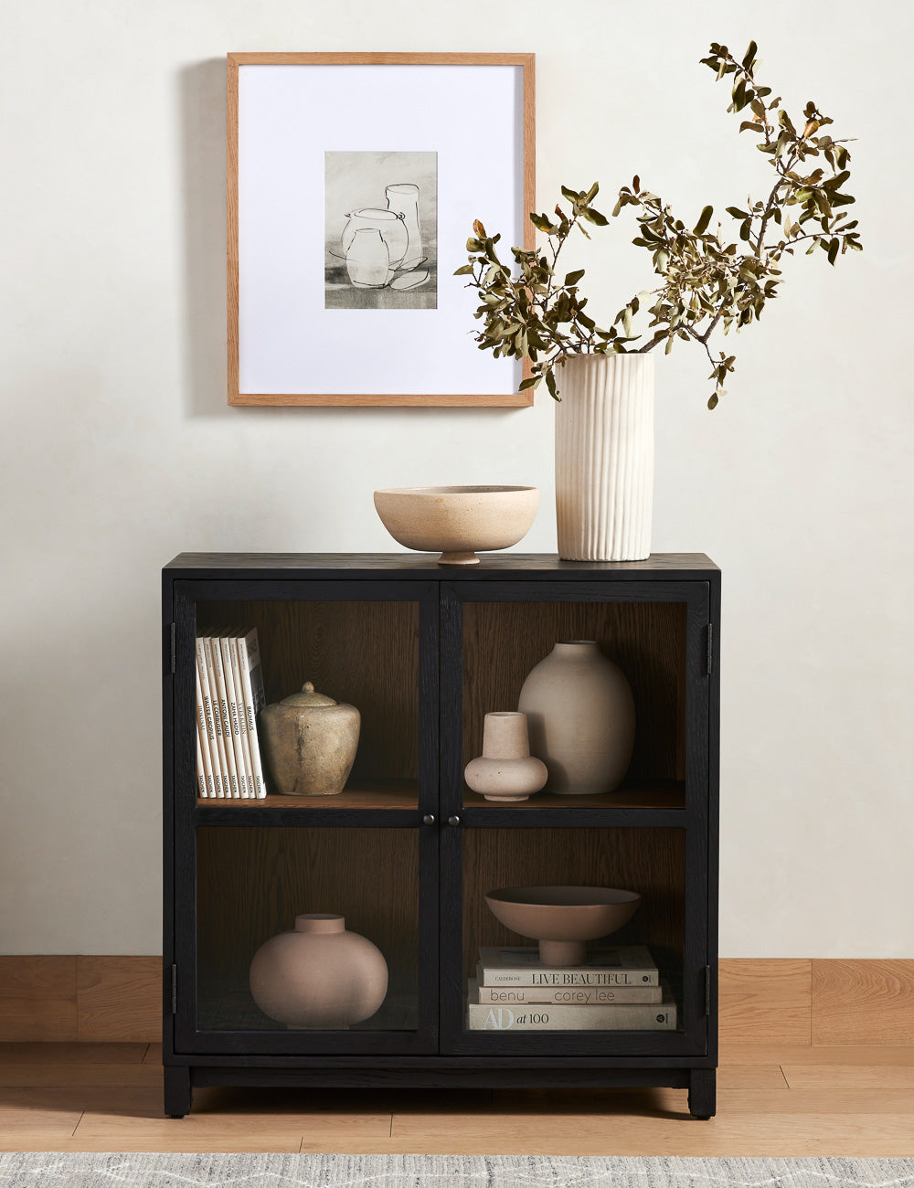Stylish Carly Small Curio Cabinet - Elegant Glass Display Case for Collectibles, Antiques & Home Decor - Perfect for Living Room, Bedroom or Office Display