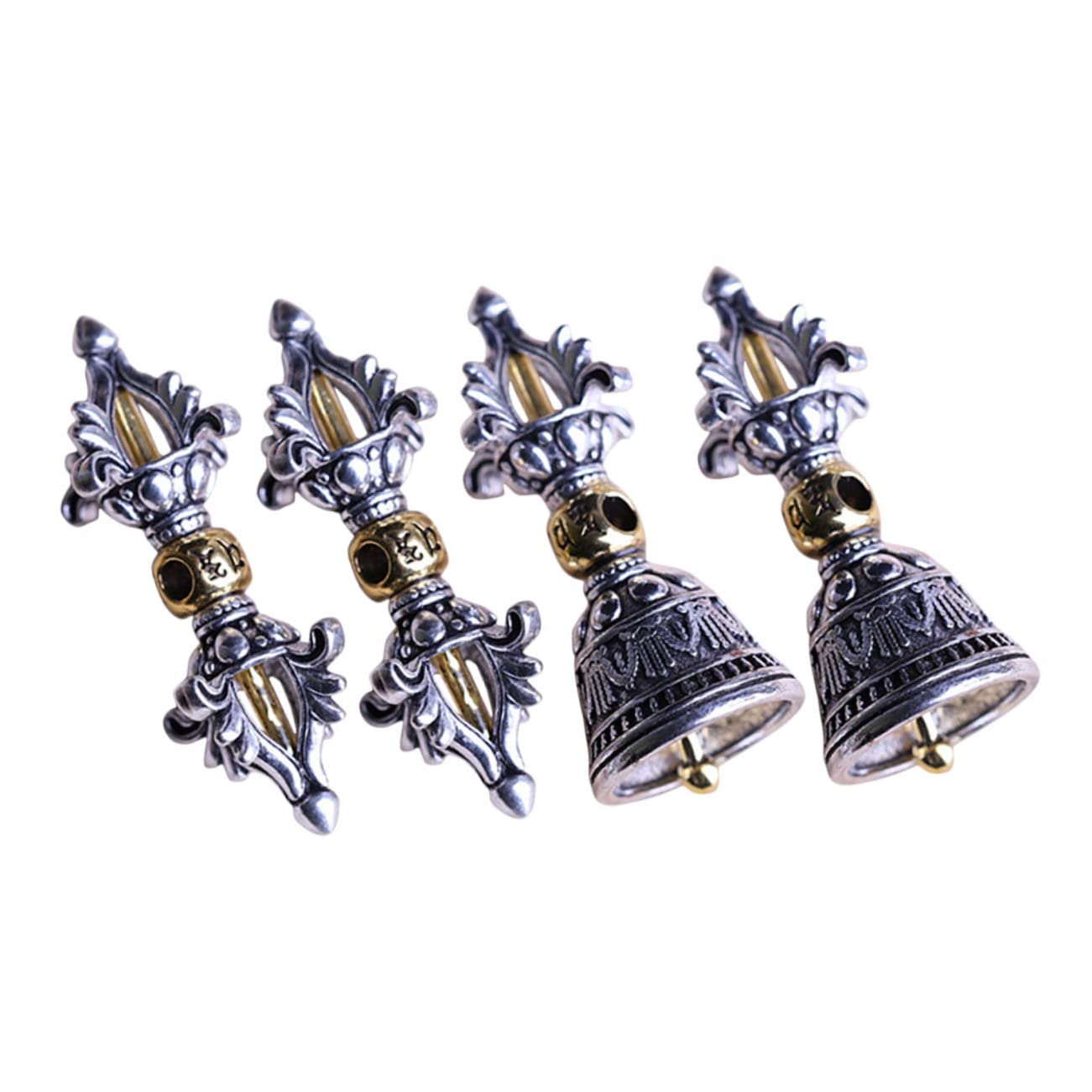 8 Pcs Buddhist Lucky Pendant Charms - Antique Metal Keychain & Jewelry Making Supplies - Wall Hanging Decor for Home, Office & Spiritual Spaces