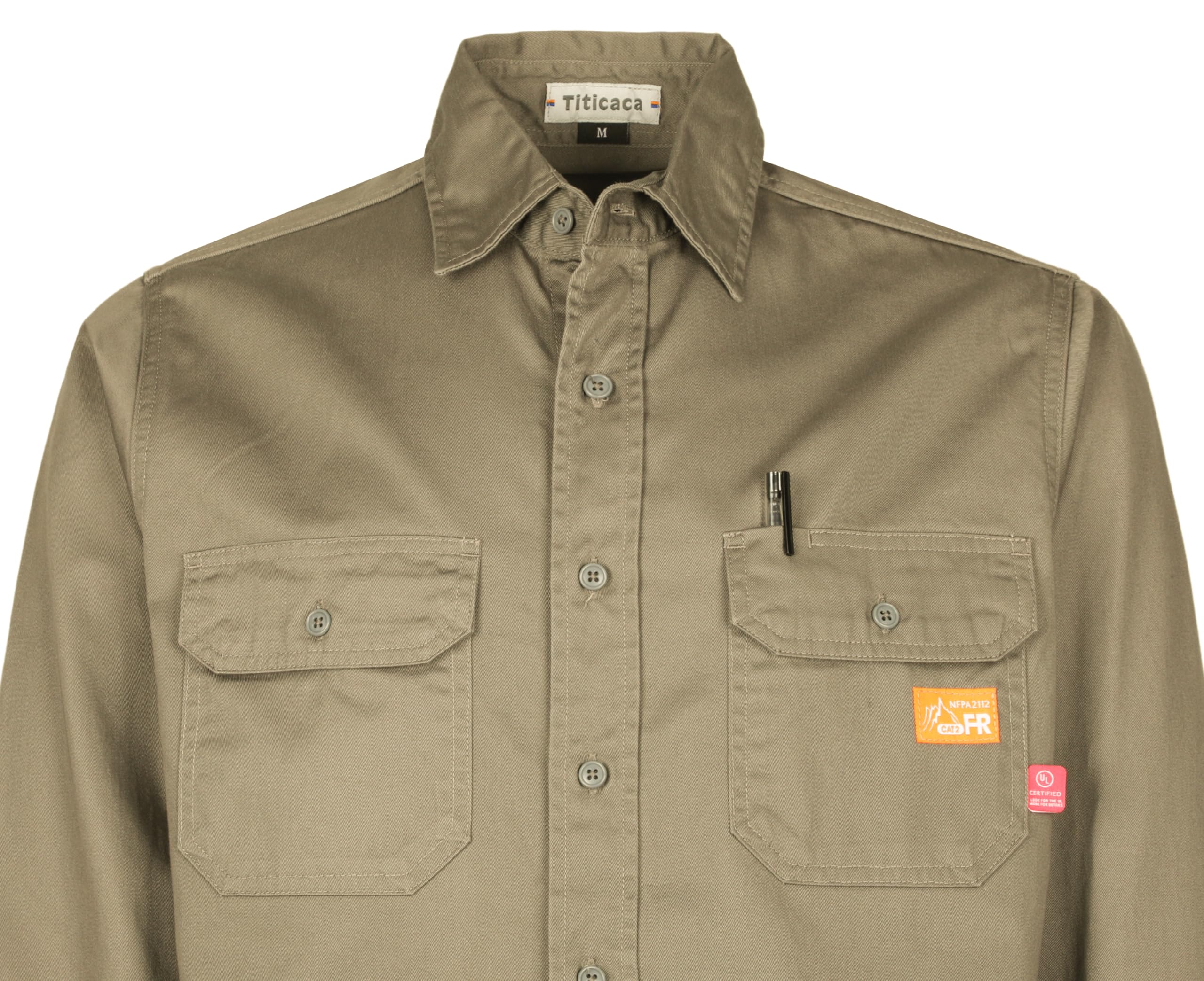 Flame Resistant Work Shirt for Men - 7.5oz Cotton FR Shirt for Welding & Industrial Safety | OSHA Compliant Protective Clothing for Construction, Oil Rig & Fire Hazard Workplaces
