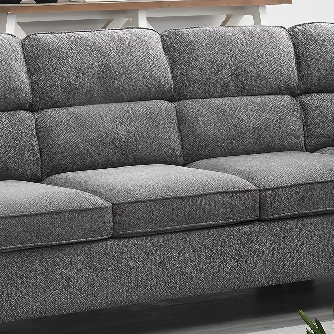 Modern L-Shaped Sectional Sofa with Reversible Chaise - 5-Seat Modular Upholstered Couch with Memory Foam & Tufted Microfiber Fabric - Grey by Oliver & Smith - Perfect for Living Rooms, Family Rooms and Home Theater Seating