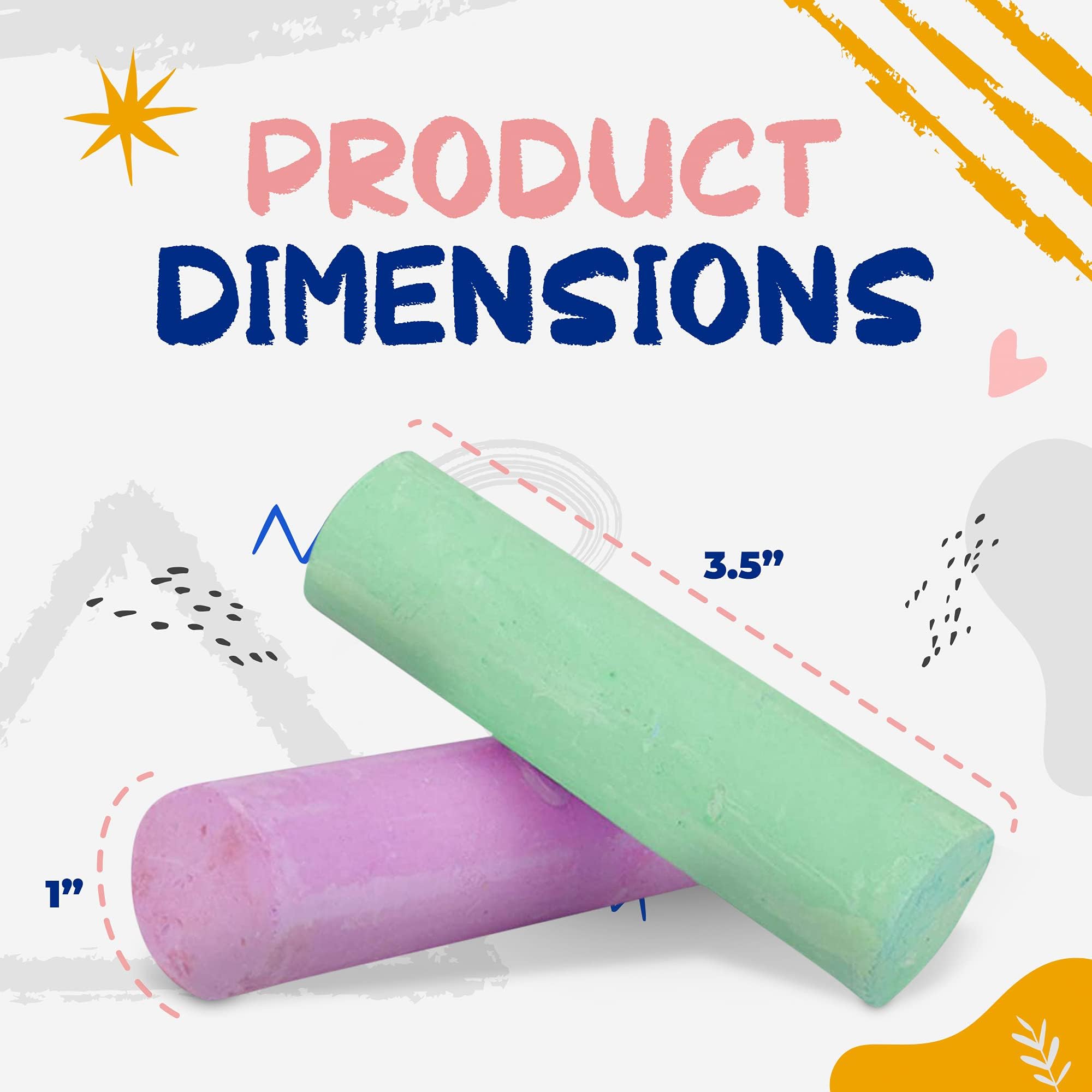 144-Piece Jumbo Washable Non-Toxic Sidewalk Chalk Set - Giant Outdoor Chalk for Kids, Blackboard, Playground & Driveway Art - Perfect for Birthday Parties, Classroom Activities & Summer Outdoor Fun