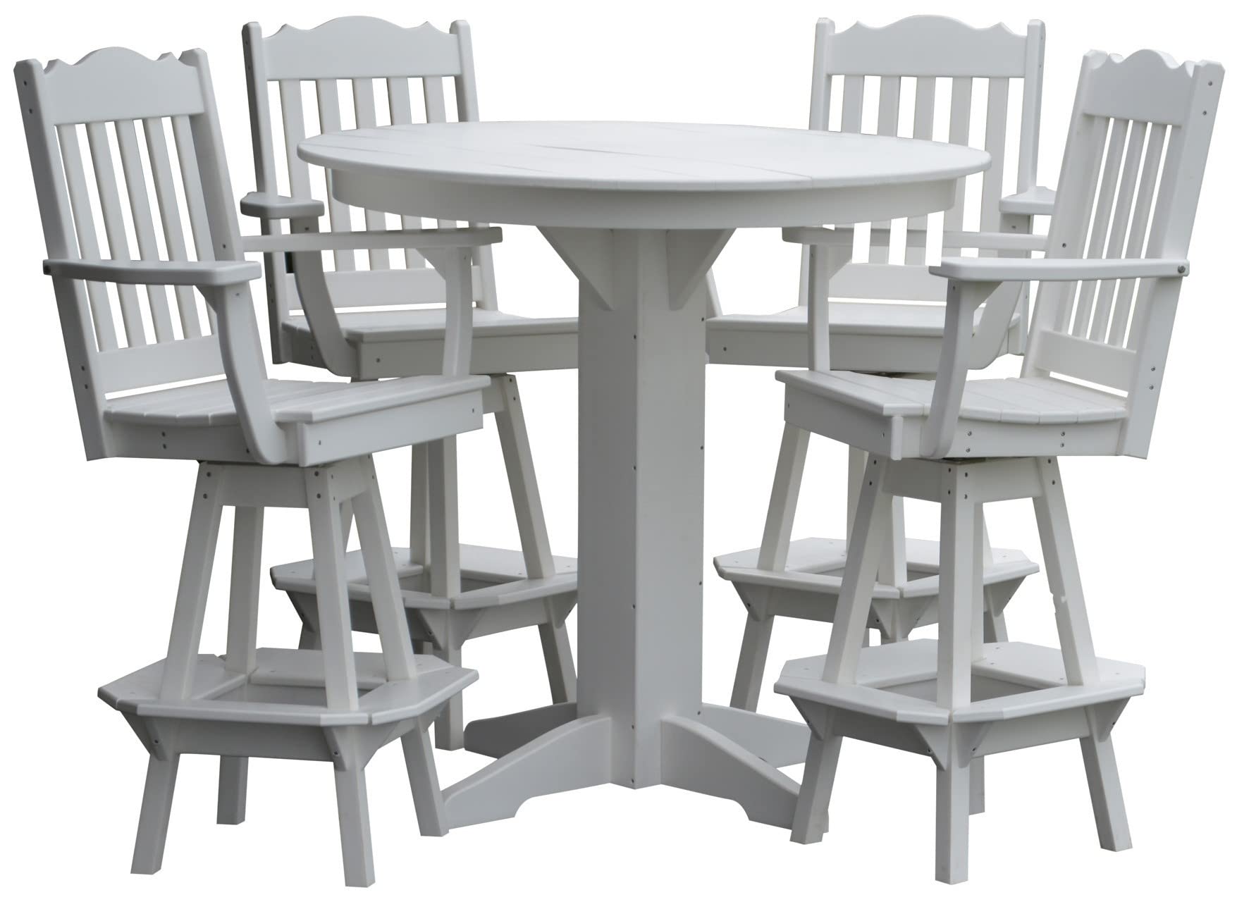 44-Inch White Poly Lumber Round Bar Table for Outdoor & Indoor Use - Durable Patio Furniture by Furniture Barn USA - Perfect for Dining, Entertaining & Backyard Decor