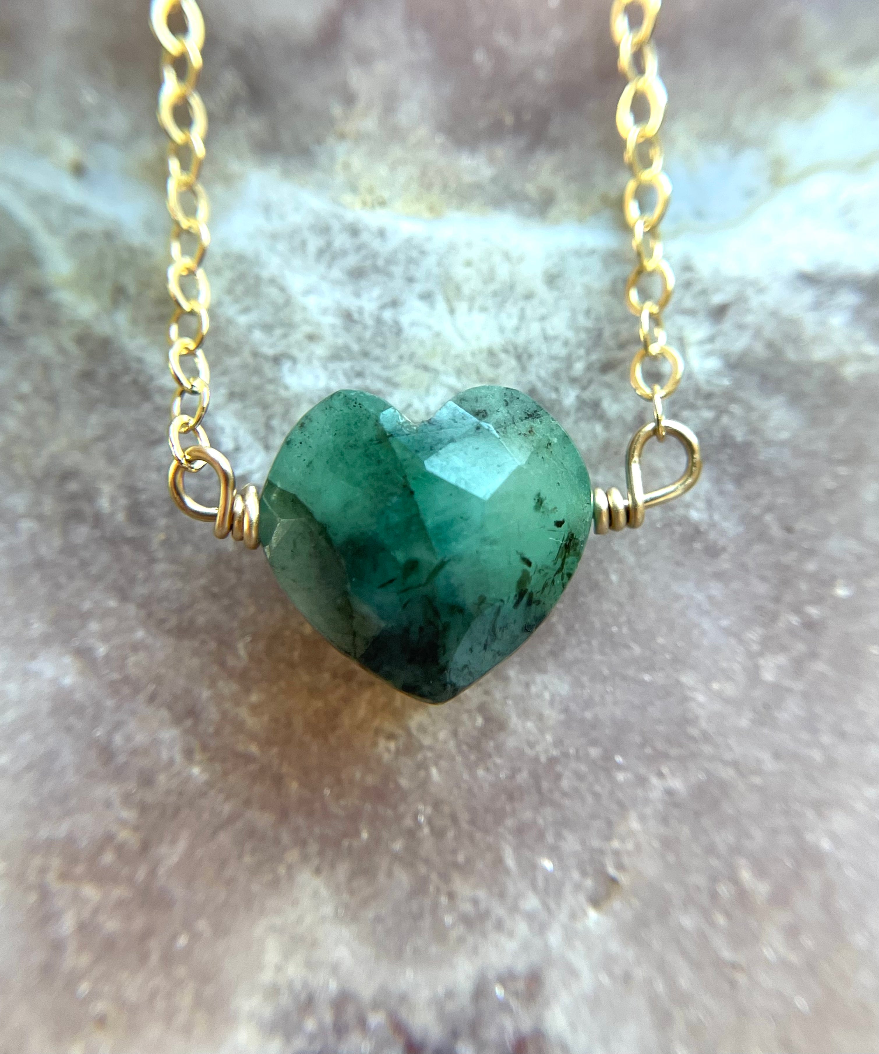 Emerald Heart Pendant Necklace - 14K Gold Plated Sterling Silver Jewelry for Women - Perfect Gift for Valentine's Day, Anniversary & Birthday - Elegant Necklace for Everyday Wear & Special Occasions