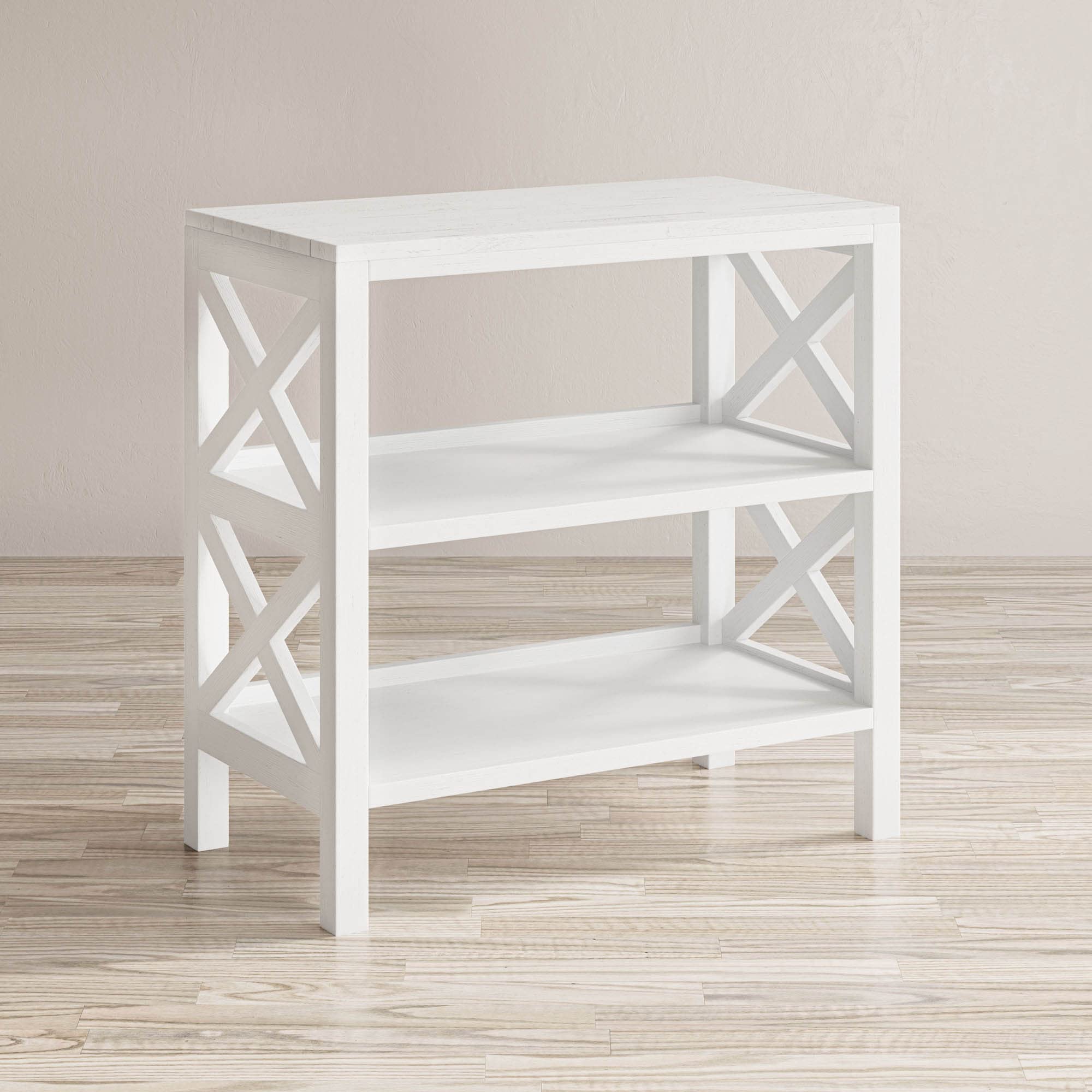 Jofran Inc. Bridgehampton X-Side Bookcase - Modern Wooden Bookshelf for Home & Office Storage - Perfect for Living Room, Bedroom, or Study Organization