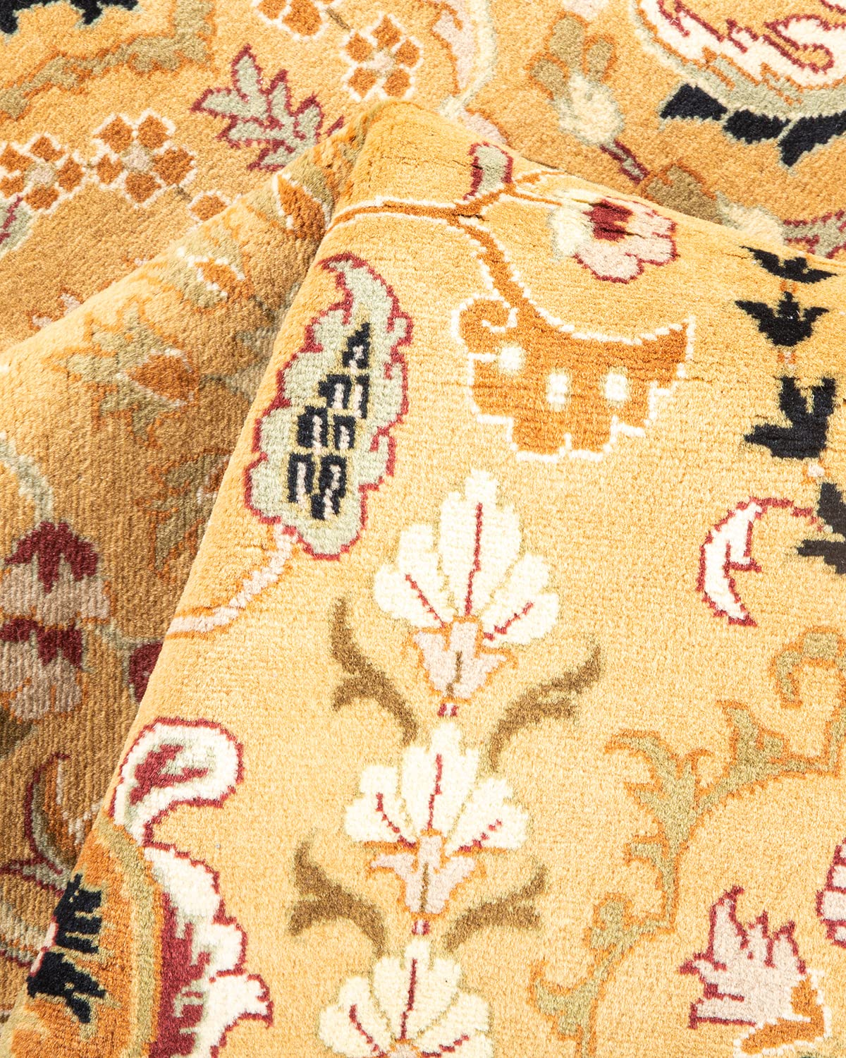 Handmade Wool Oriental Mogul Yellow 4x6 Area Rug - Traditional Hand-Knotted Design for Living Room, Bedroom & Dining Room Decor