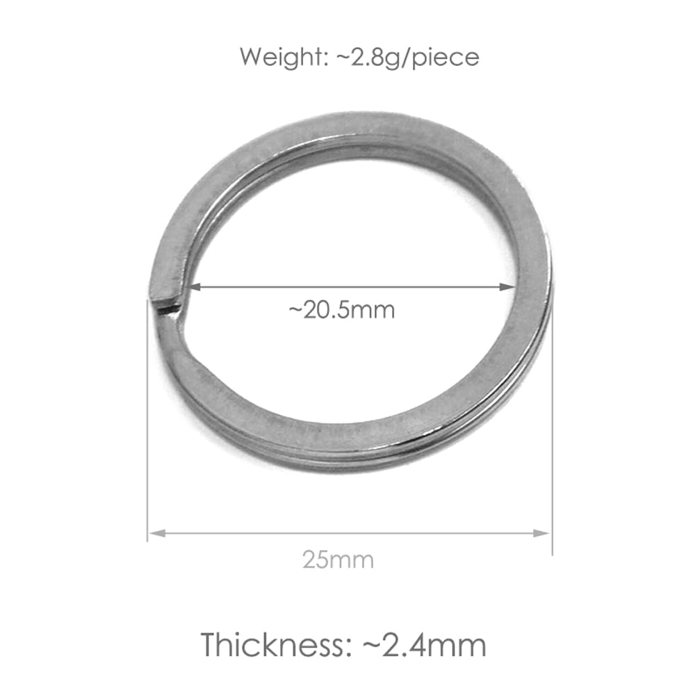 316 Stainless Steel Heavy Duty Key Ring - Marine Grade Split Ring Connector for Scuba Gear, BCD Attachment, Crafts & Jewelry (25mmx5mm) - Perfect for Diving Equipment, Keychains & DIY Projects