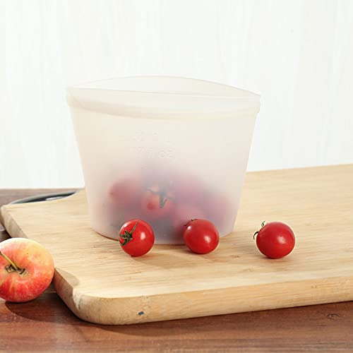 JunJia Reusable Food Storage Bags 1000ml - Leak Proof Biodegradable Freezer Bags, Ziplock Sandwich Snack Bags for Lunch, Fruits, Picnics, Travel & Home Organization (White) | Eco-Friendly Kitchen & On-the-Go Food Containers