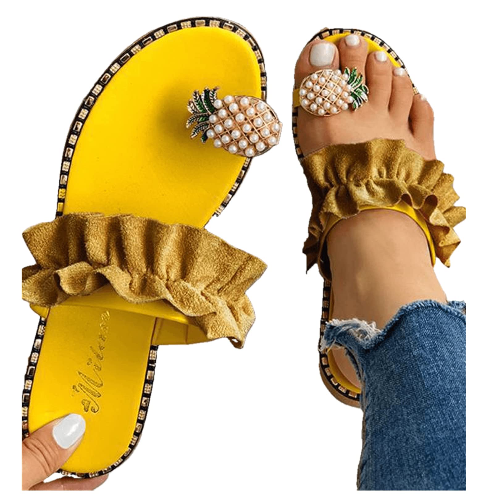 Women's Dressy Summer Sandals - Cute Open Toe Flat Boho Beach Flip Flops for Casual Wear, Outdoor Walks & Vacation Outfits
