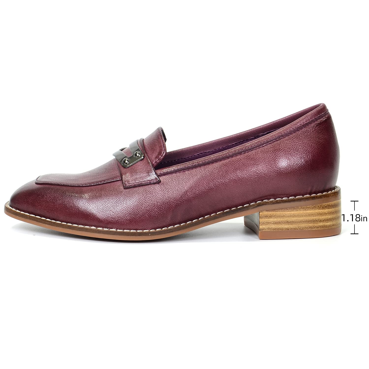 Women's Leather Penny Loafers - Square Toe Slip-On Flats for Office, Work & Casual Wear | Comfortable Dress Shoes for Ladies | Perfect for Business, Travel & Everyday Use