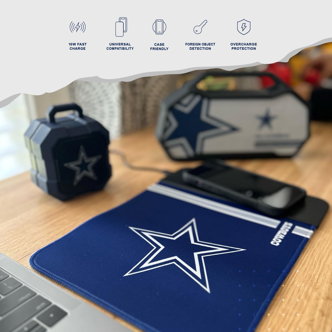 SOAR NCAA Unisex Wireless Charging Mouse Pad with Phone Holder - Perfect for Gaming, Office & College Dorm Desk Accessories
