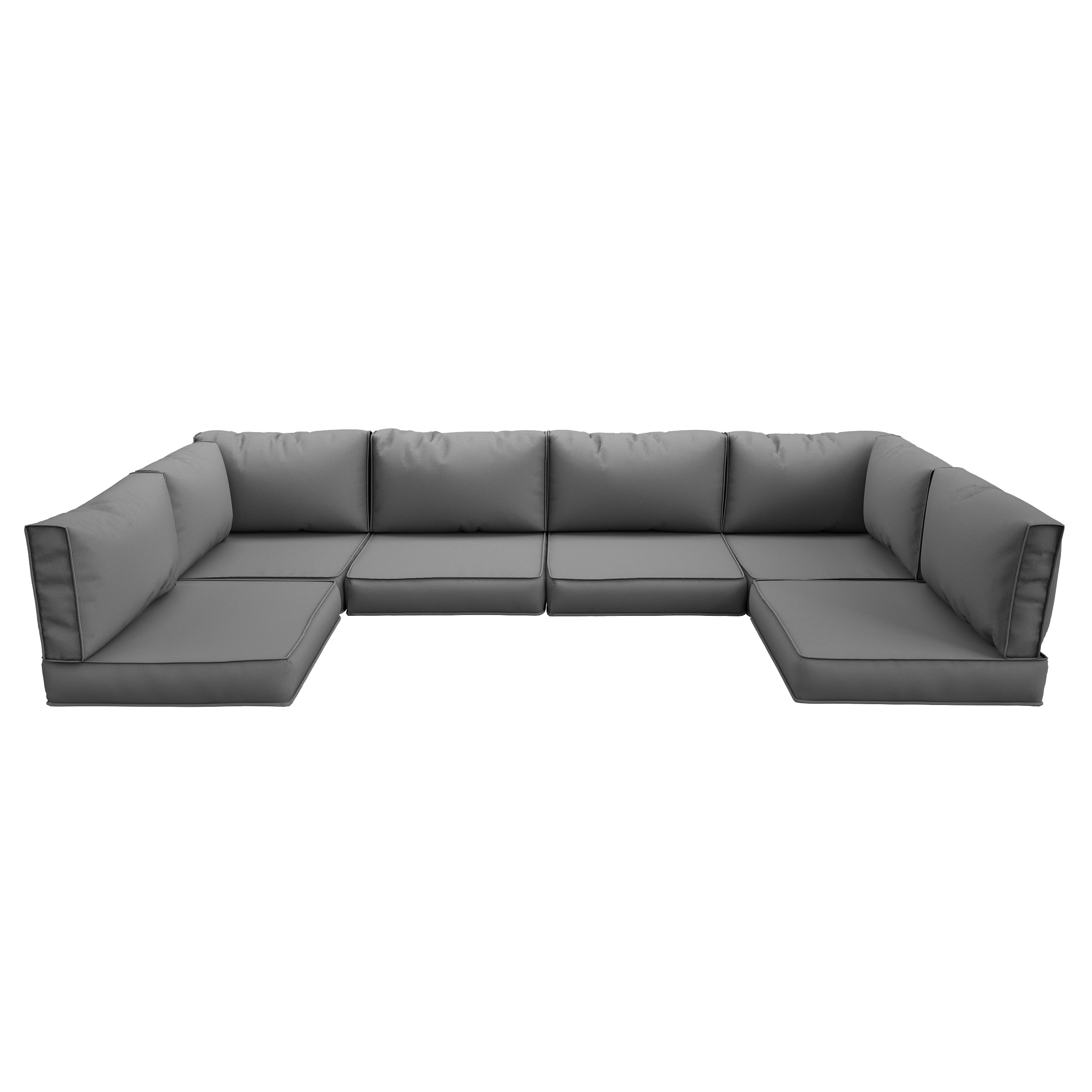 **UDPATIO 14-Piece Water-Resistant Outdoor Cushion Set for 6-Seat Sectional Patio Furniture - Grey | Replacement Couch & Sofa Cushions for Backyard, Deck, or Poolside Relaxation**