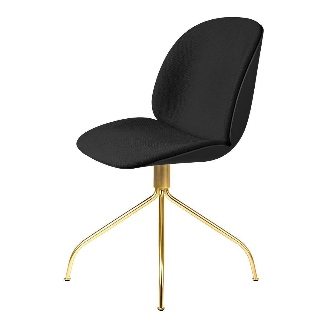 Beetle Meeting Chair with Brass Swivel Base & Front Upholstery - Modern Office Chair for Conference Rooms and Home Workspaces