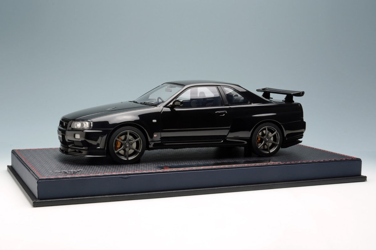 Nissan Skyline GT-R (BNR34) V-Spec II Black Pearl Model Car with Acrylic Display Case - Perfect for Collectors, Car Enthusiasts, and Home/Office Decoration