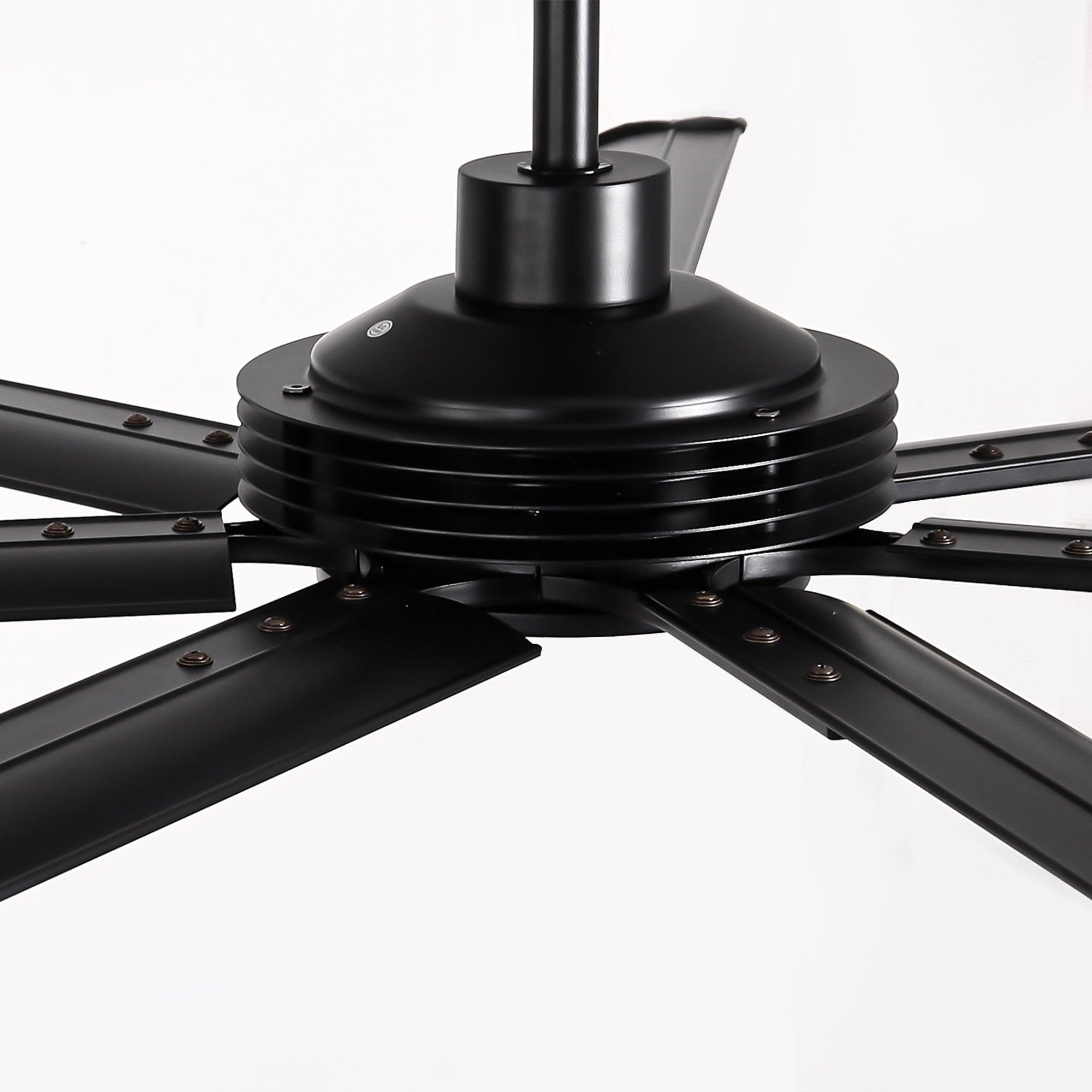 84 Inch & 100 Inch Large Black Ceiling Fan with Remote Control - Dimmable LED Light, Quiet Reversible Motor for Living Room, Bedroom, Patio - Energy Efficient Modern Home Cooling Solution
