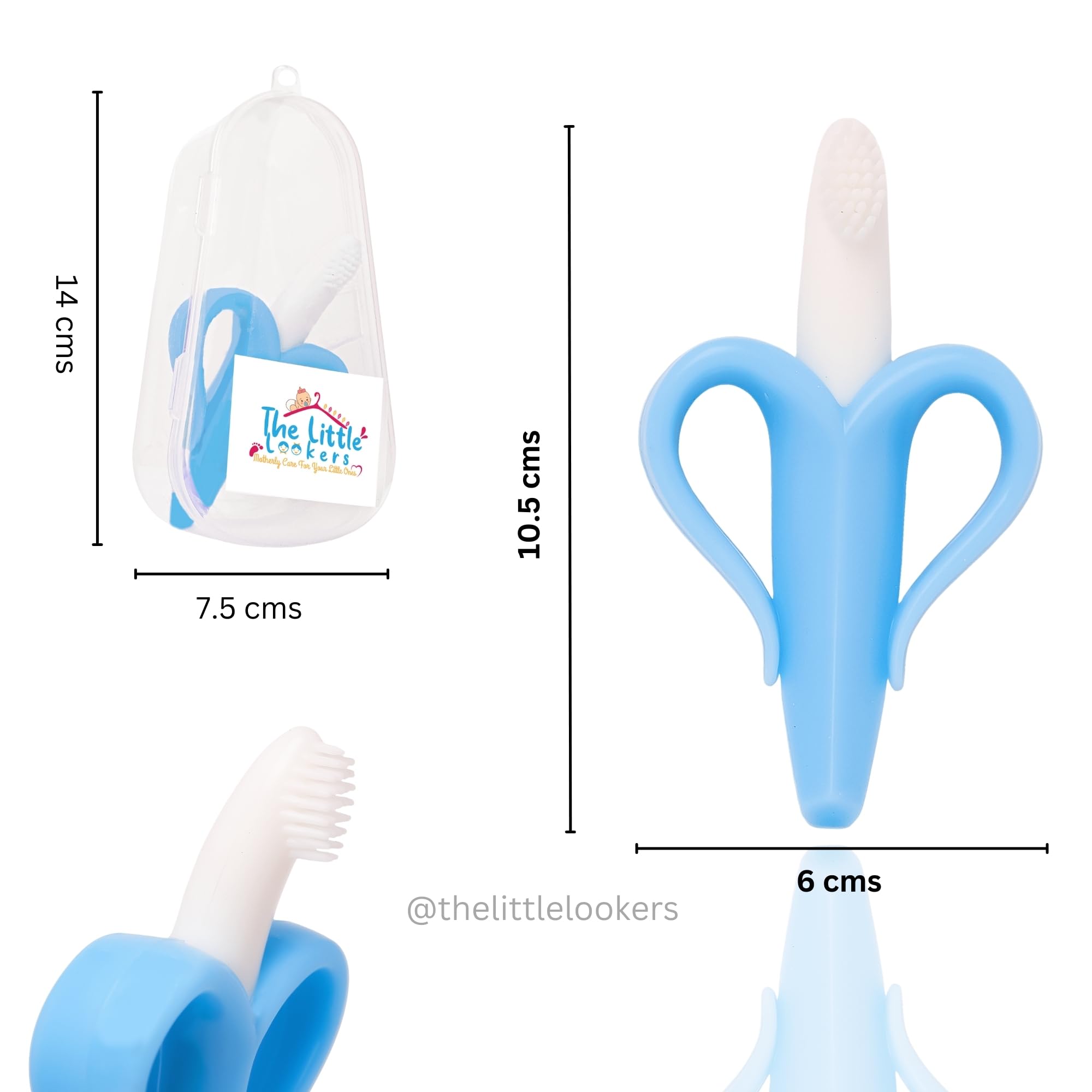 MASTELA Silicone Baby Banana Teether & Toothbrush - Safe Teething Toy for Infants & Toddlers (Blue, 1 Pack) - Perfect for Soothing Sore Gums & Early Oral Care