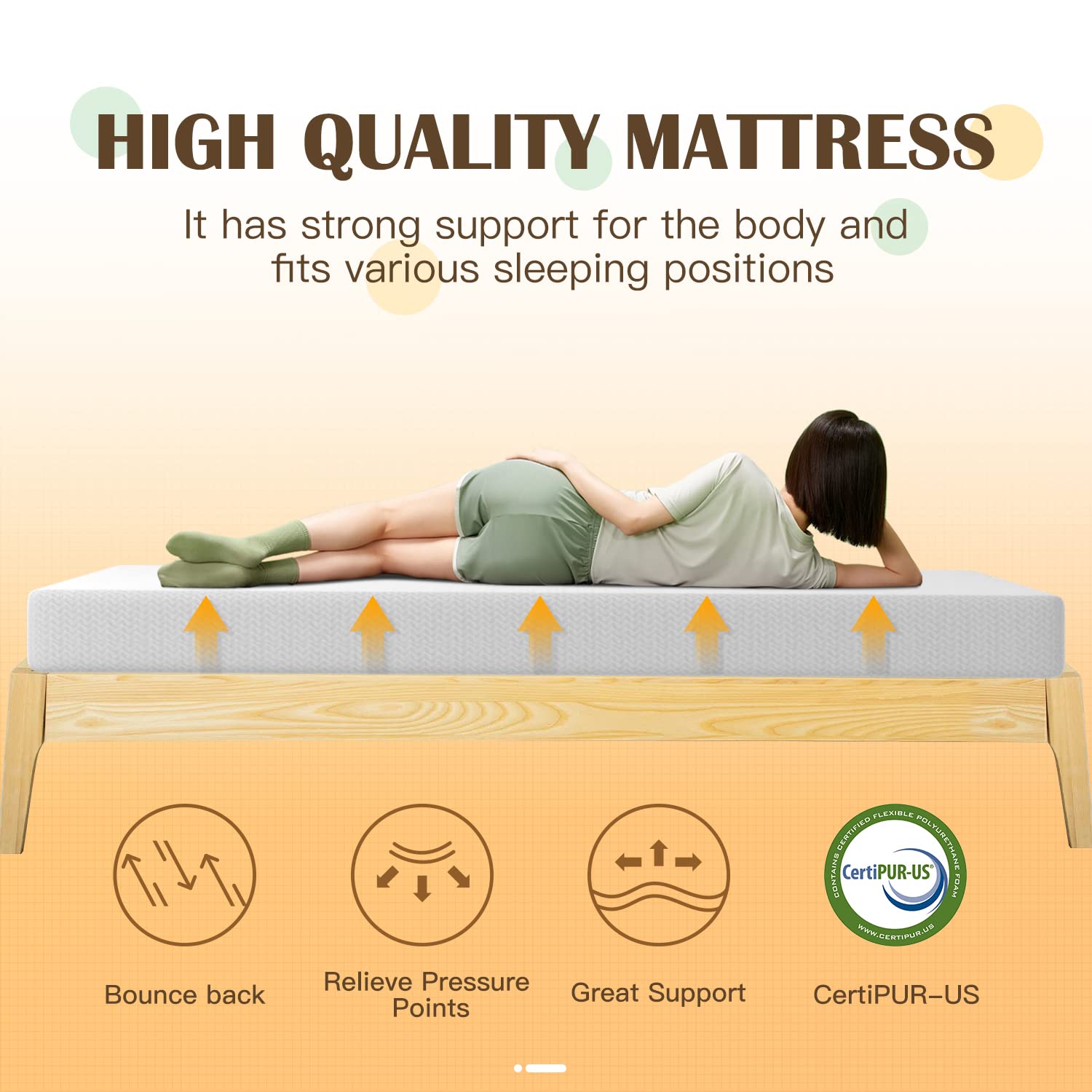 PayLessHere 8 Inch Twin Green Tea Memory Foam Mattress - Cooling Gel Infused, Fiberglass Free, CertiPUR-US Certified, Breathable Bed Mattress for Cooler & Supportive Sleep (White, Twin Size) - Perfect for Hot Sleepers, Guest Rooms & Dorm Beds
