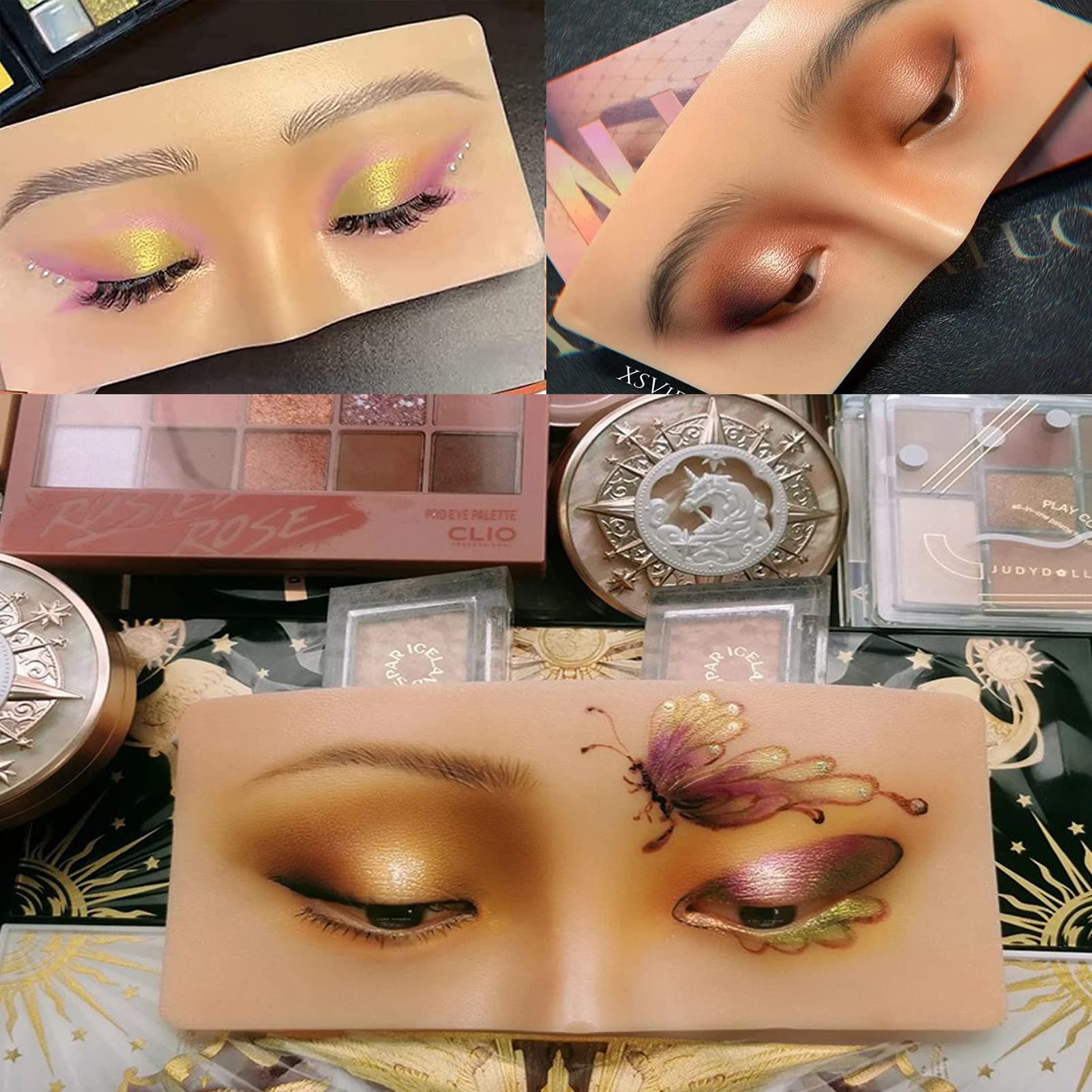 BUCICE Silicone Makeup Practice Face Board - Reusable Bionic Skin for Eyes & Face Makeup Training - Easy to Clean Mannequin Pad - Perfect for Beginners & Professionals at Home or Salon