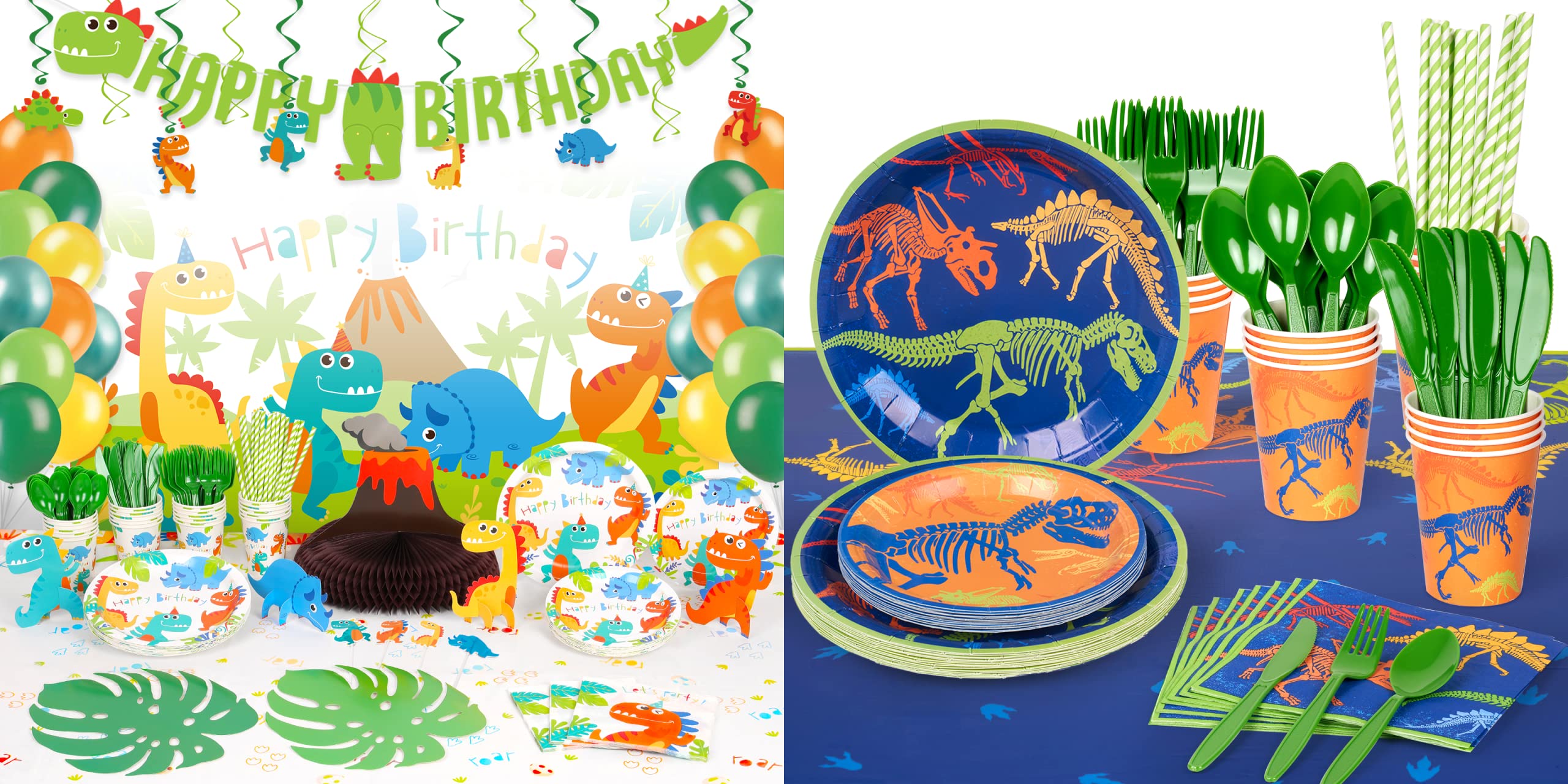 Decorlife Dinosaur Birthday Party Supplies for Kids - 32-Piece Set with Plates, Cups, Napkins & Decorations | Perfect for Jurassic Themed Parties, Baby Showers & Dinosaur Lovers