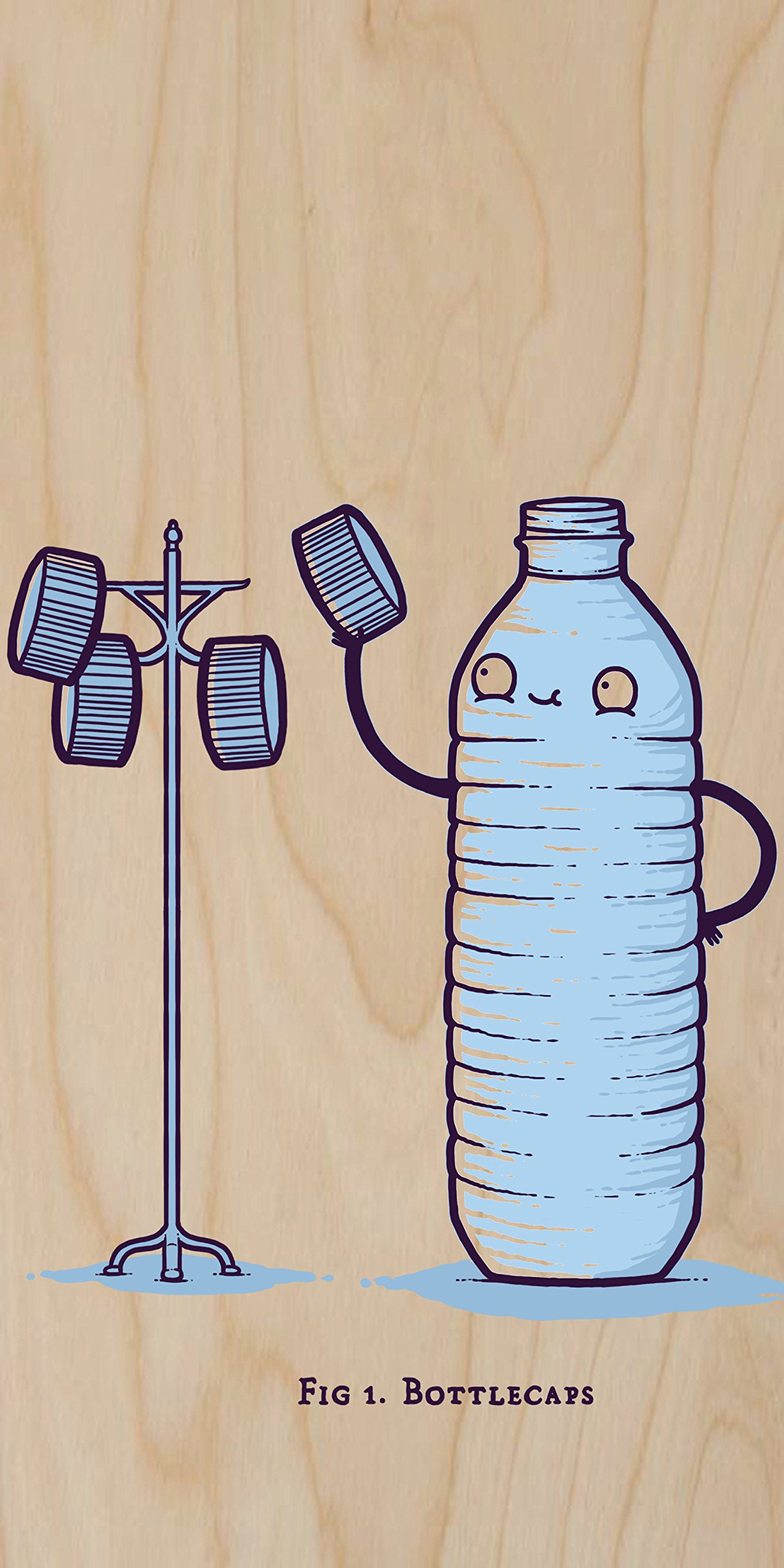 Funny Water Bottle Caps Wood Print Poster - Unique Plywood Wall Art Decor for Home, Office & Bar