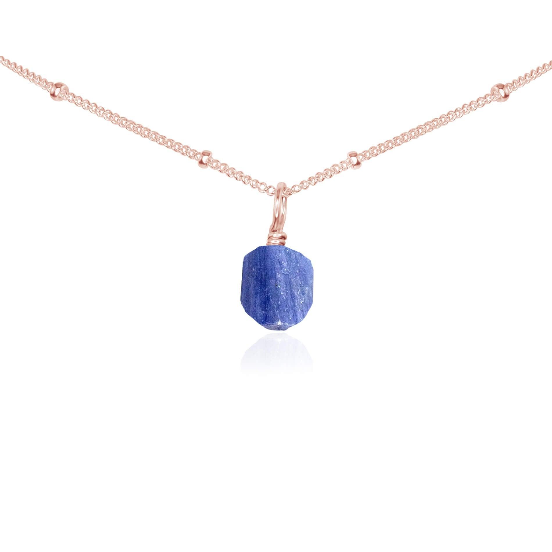 Natural Tiny Rough Kyanite Gemstone Pendant Necklace - Elegant Choker for Women, Spiritual Healing Jewelry | Perfect for Meditation, Yoga & Energy Balancing