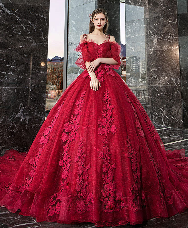 Elegant Burgundy Sweetheart Neckline Tulle Lace Long Evening Gown for Women - Perfect for Prom, Wedding Guest, and Formal Events
