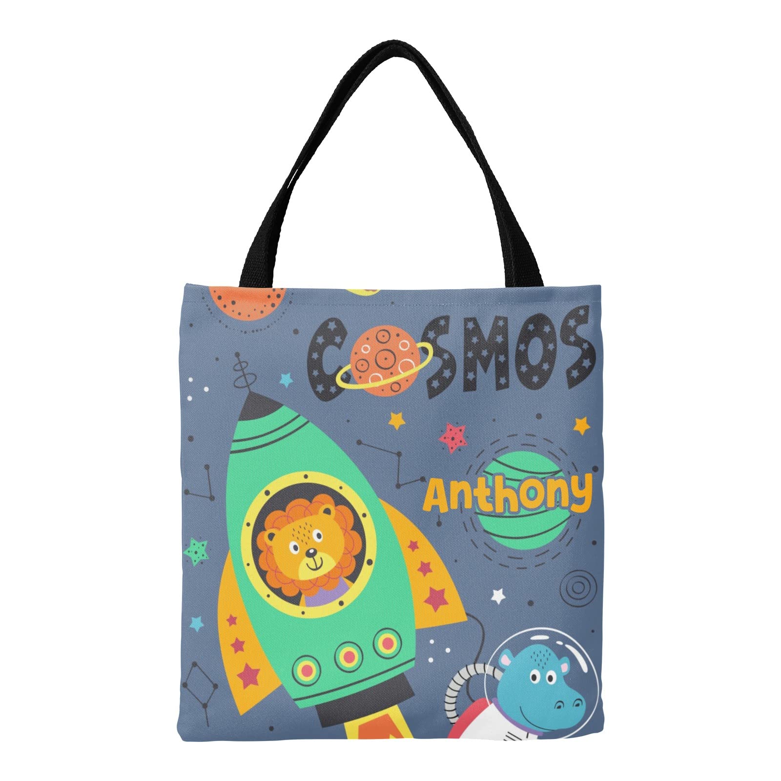 Personalized Canvas Tote Bag for Kids - Cute Safari Animal Print Reusable Shoulder Bag with Handles - Perfect Gift for Birthday, School, Beach & Shopping - Durable Eco-Friendly Carryall for Boys & Girls