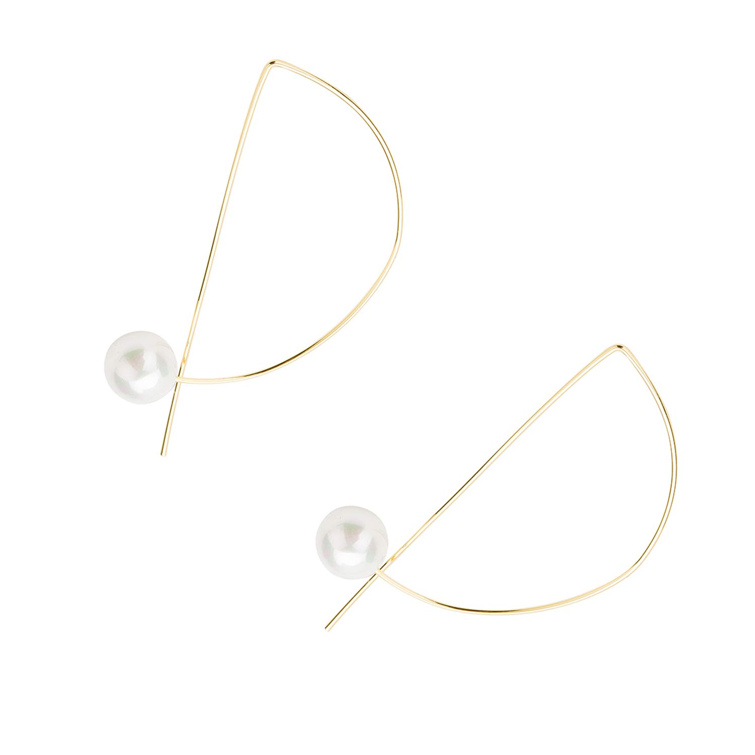 Elegant Semicircle Pearl Drop Earrings for Women - Gold & Silver Fashion Jewelry - Perfect for Weddings, Parties & Everyday Wear