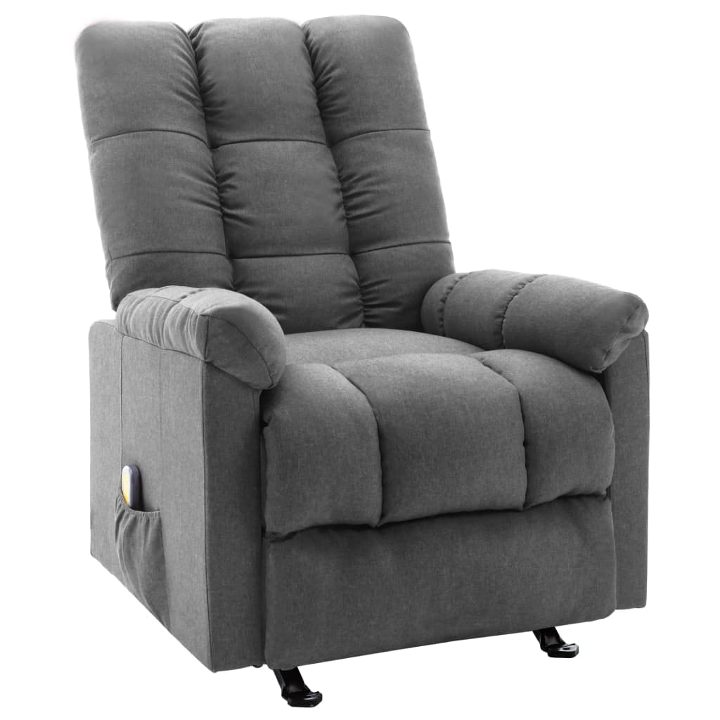 Reclining Lounge Chair - Single Recliner Sofa with Padded Seat & Massage Function, Light Gray Fabric - Perfect for Home Theater, Living Room & Reading Nook