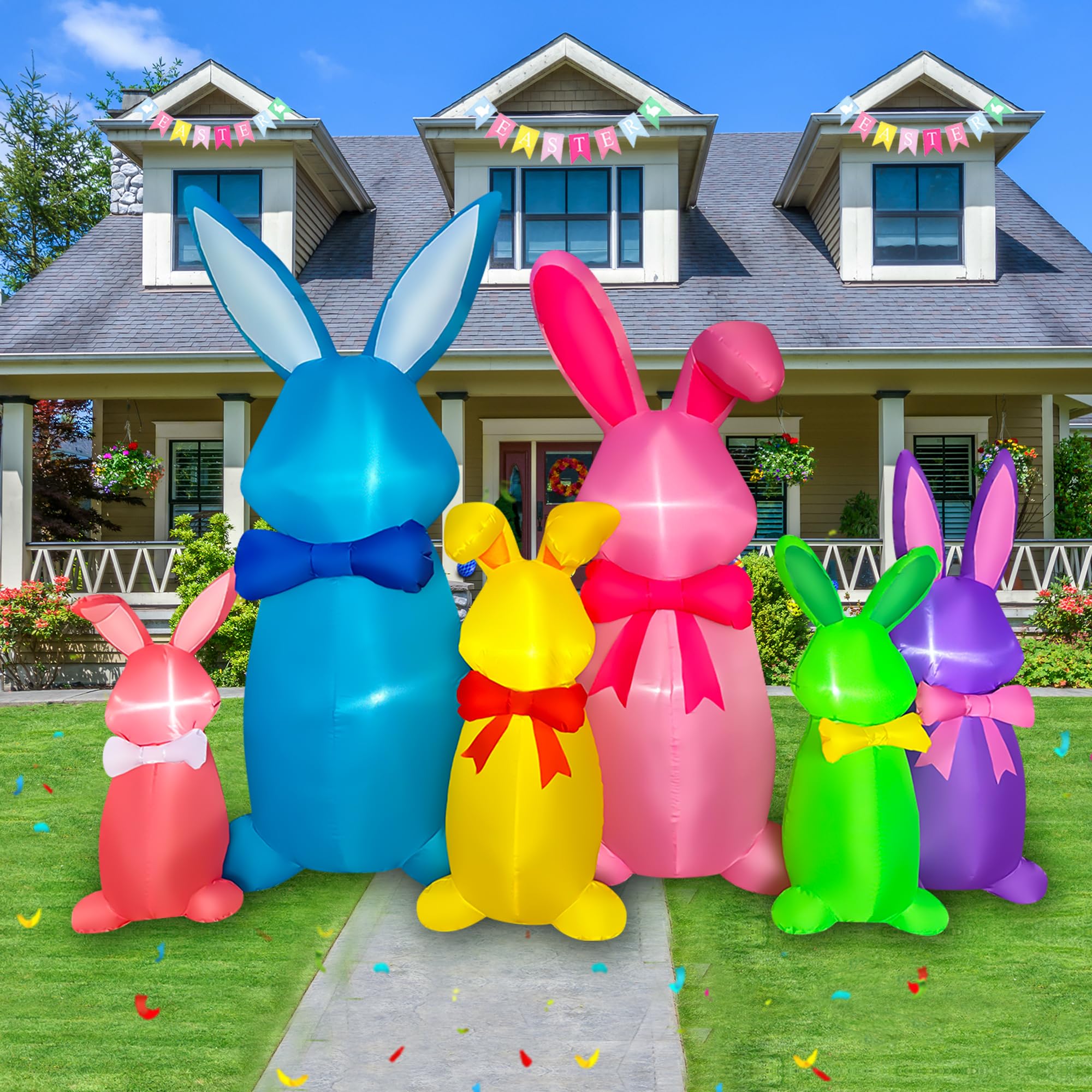 SEASONBLOW 8 FT LED Lighted Easter Inflatable Bunny - Outdoor/Indoor Holiday Decor for Yard, Garden, Lawn | Perfect for Easter Celebrations, Spring Parties & Home Decoration