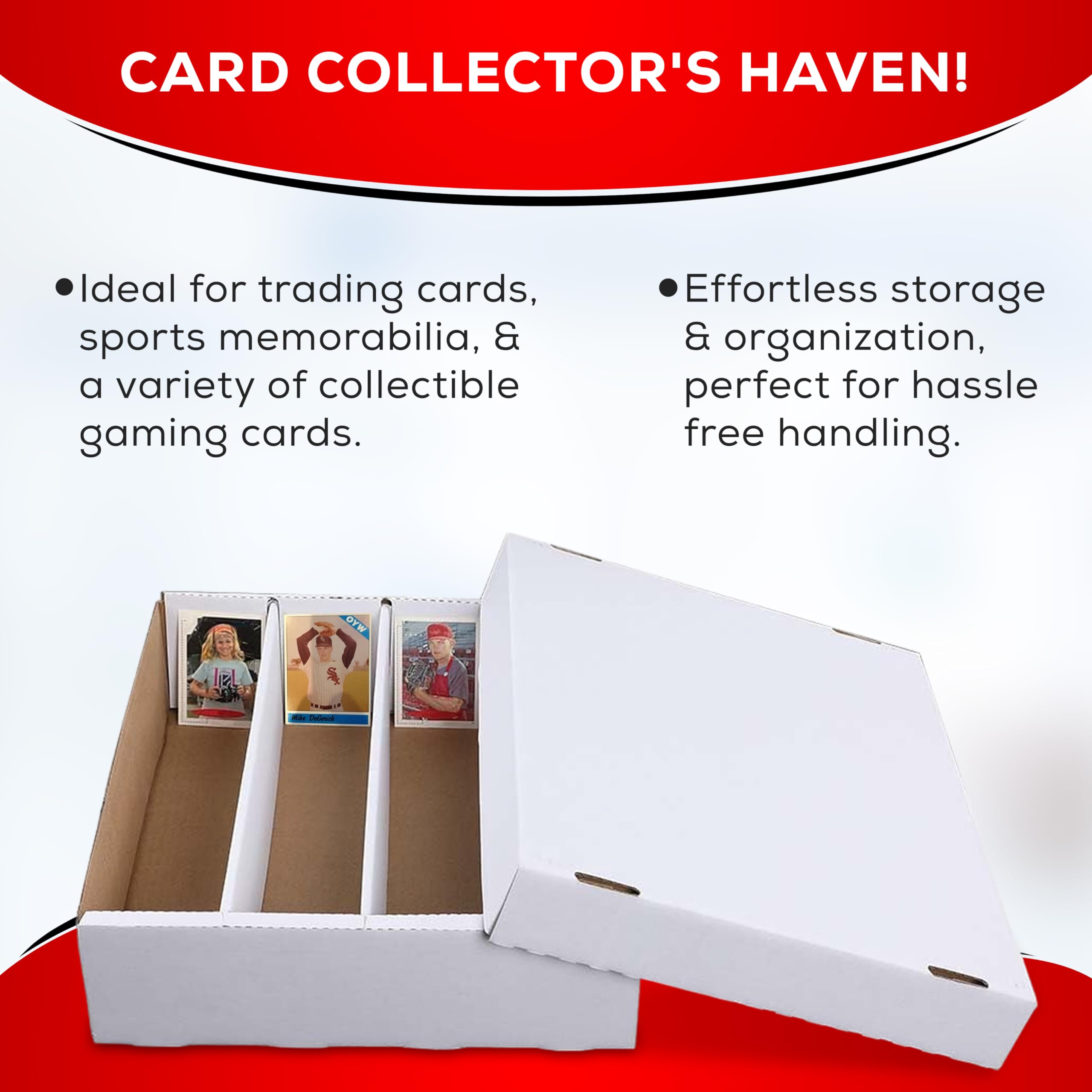 Premium 3200-Count Heavy Duty Trading Card Storage Box - 4 Row Organizer with 200LB Strength - Perfect for Football, Basketball, Baseball & Gaming Cards Collection - Made in USA - Ideal for Collectors, Card Shops & Home Organization