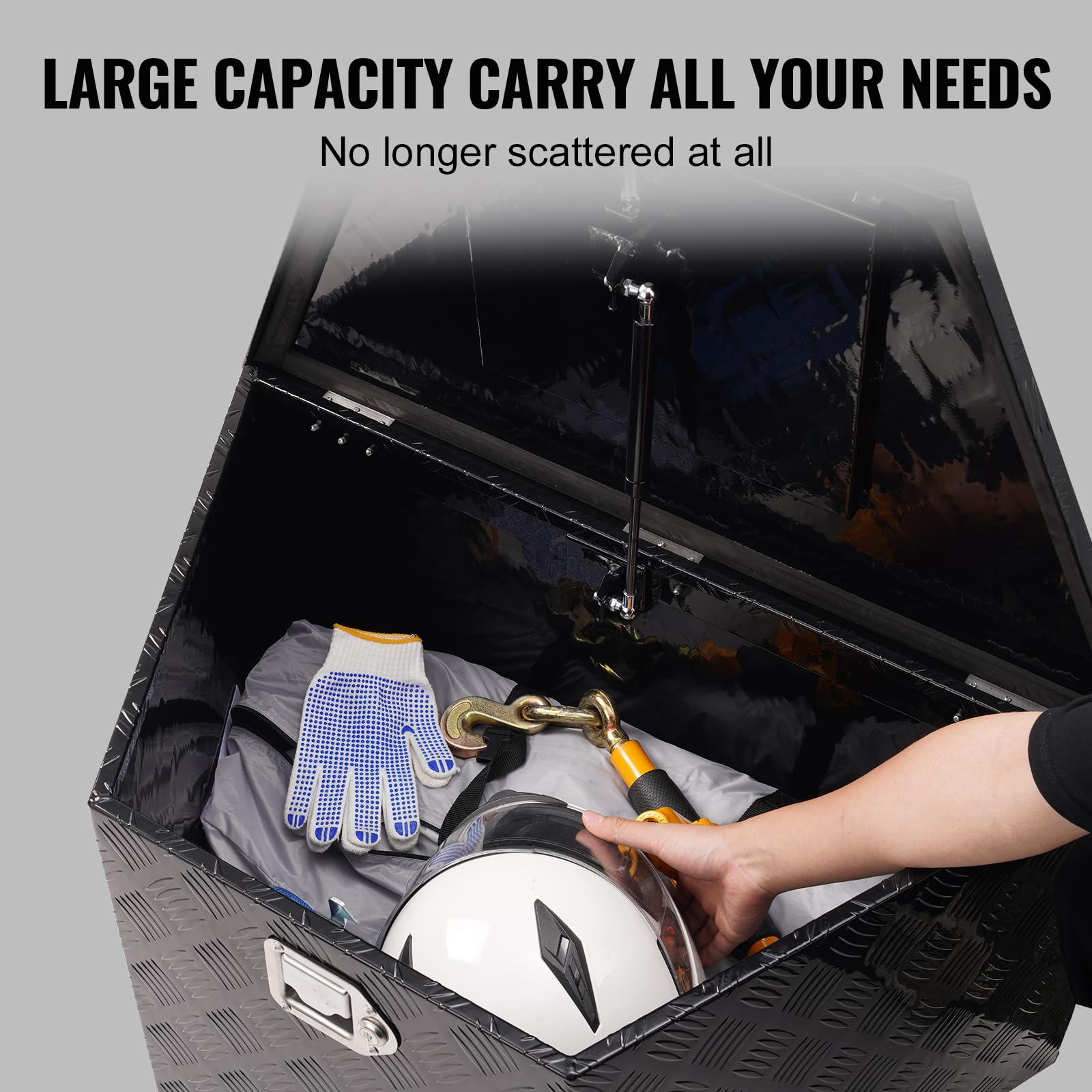 VEVOR Aluminum Alloy Diamond Plate Trailer Tongue Tool Box - Heavy Duty Lockable Storage Chest (33