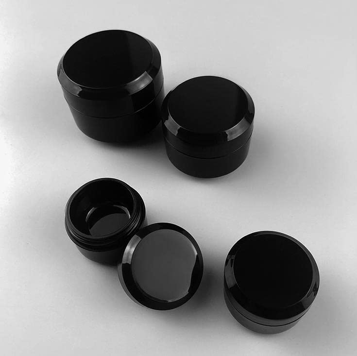 4-Pack Black Plastic Round Empty Cream Jars with Lids - Travel Size Cosmetic Containers for Face, Eye & Hand Cream (5g/0.18oz) - Perfect for DIY Skincare, Travel Toiletries & Sample Sizes