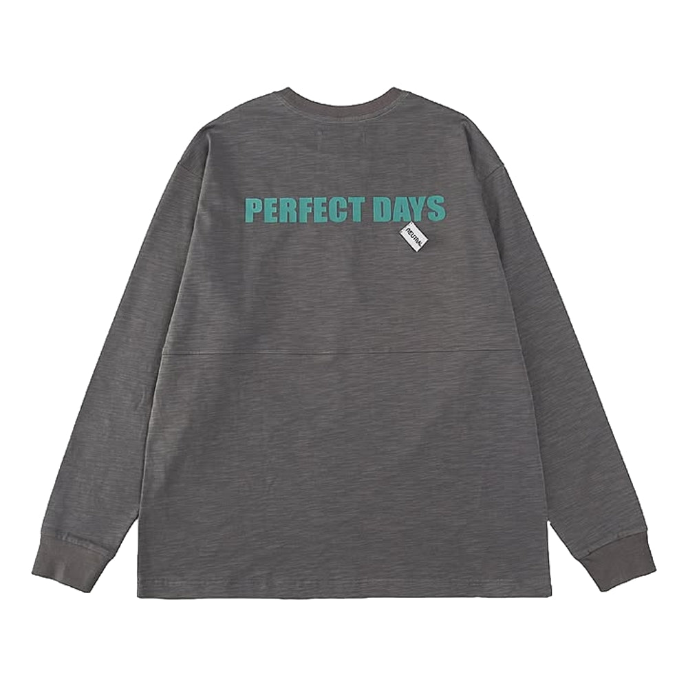 NEUTRAL SOCIETY Perfect Days Long Sleeve Big Tee - Dark Grey | Oversized Comfort Shirt for Casual Wear & Street Style
