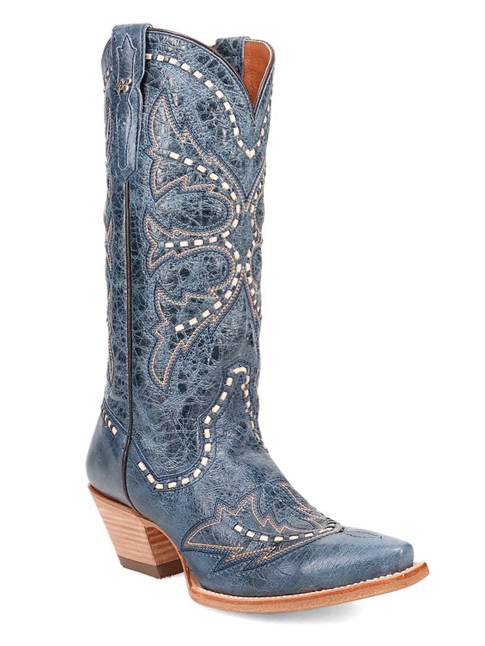 Dan Post DP7019 Women's MESA Snip Toe Leather Boots in Blue - Stylish Cowgirl Boots for Western Fashion, Country Dancing & Everyday Wear